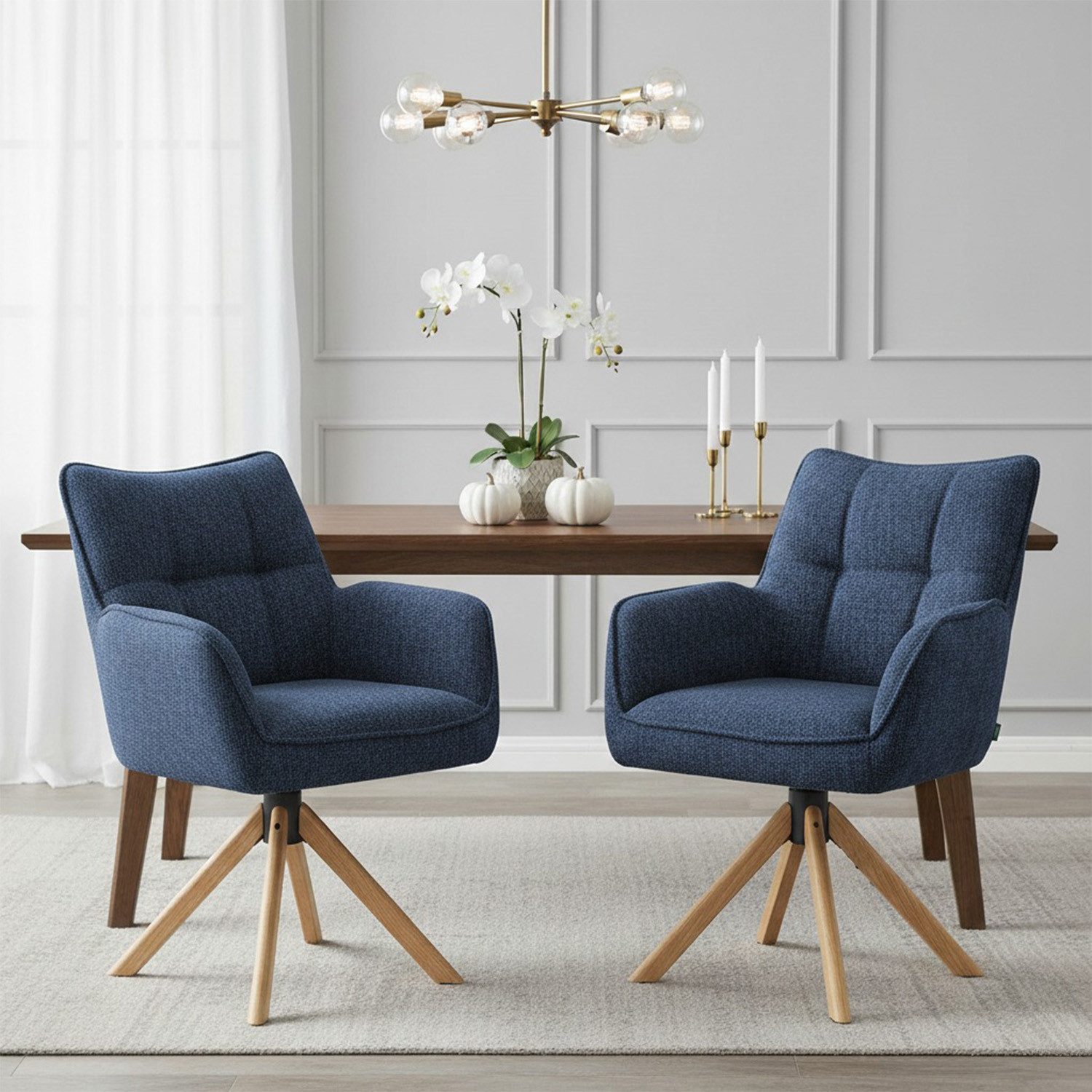 DUBI Möbel Polsterstuhl Mika-Ida (2 St), Federkern, Eiche geölt, 360° drehbar mit Rückstellfunktion im 2er-Set