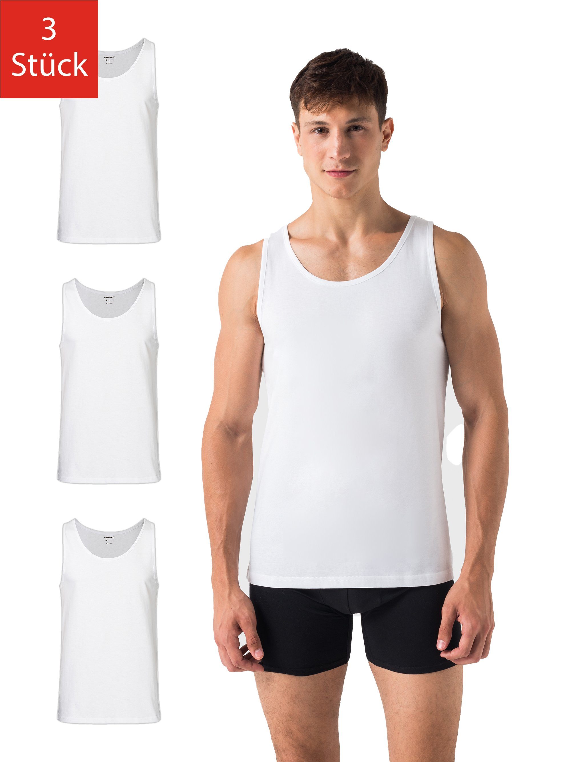 & für Spar-Pack, 3er-Pack) 3-St., extra Set, Top Achselshirt Tank lang Weiß Unterhemd Son Herren Spar-Packung, Burnell Feinripp, (Packung,