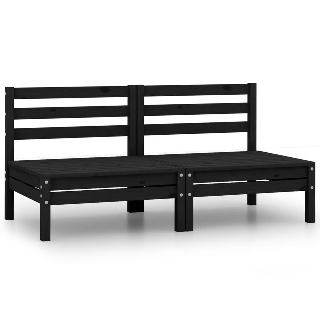 Kiefer 2-Sitzer-Gartensofa Schwarz 1 Teile vidaXL Massivholz, Loungesofa