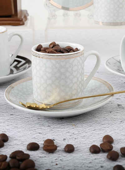ZELLERFELD Espressotasse »12-tlg. Premium Espresso Kaffee-Service für 6 Personen Marmour Kaffeetasse mit Untertasse Teller Marmor Design kleine Tassen«