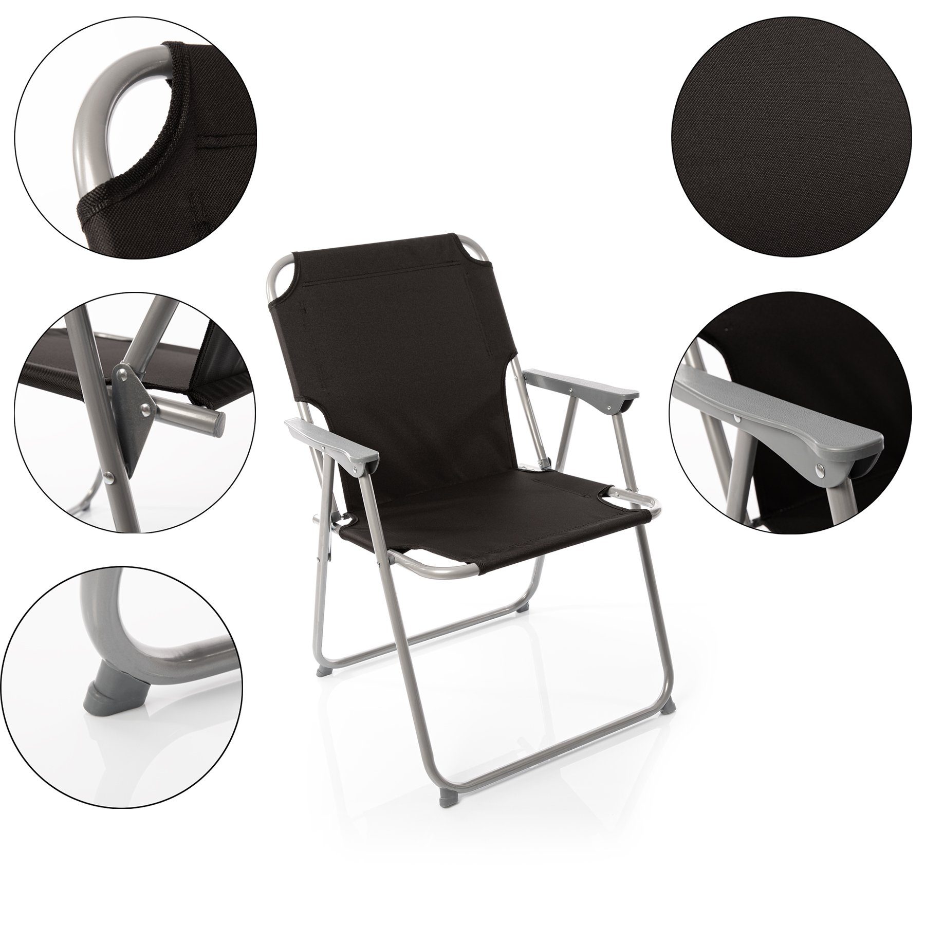 BigDean Klappstuhl 2x Klappstuhl Faltstuhl Campingstuhl Angelstuhl Gartenstuhl (Set, 2 St), Flexibel, Praktisch, Robust, Wasserabweisend, 120kg Belastbar, Kompakt