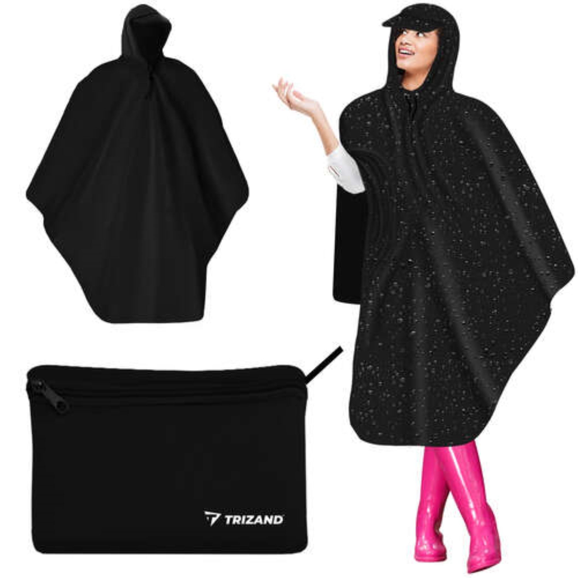 Trizand Regenponcho Wasserabweisendes Fahrrad-Regenponcho (Regenponcho Set für Fahrradfahren oder Camping, 1x Regenponcho) Wasserabweisend, strapazierfähig