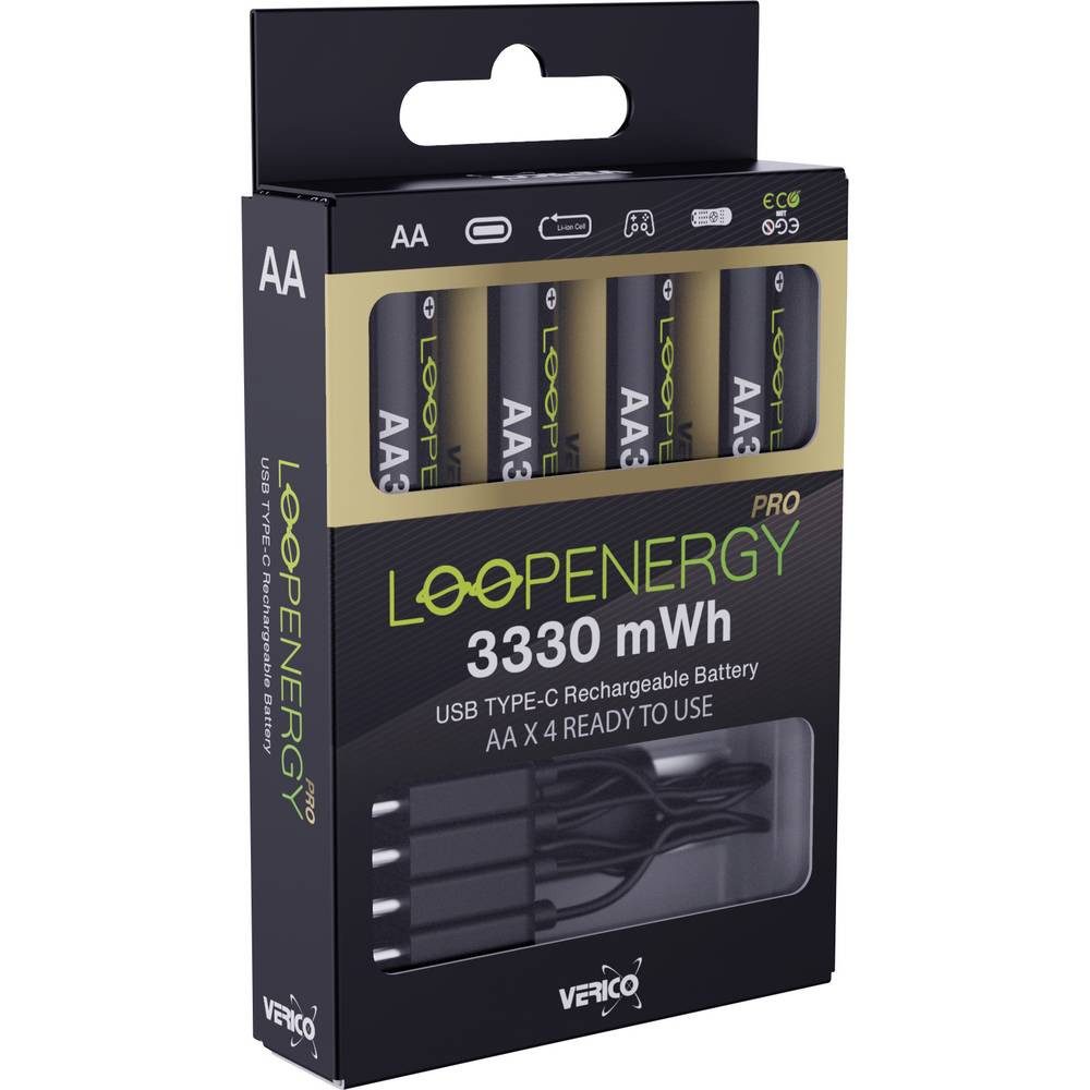 Verico LoopEnergy Pro AA3330 USB-C® Akku Li-Ion 2220 mAh 1.5 V 4 St. Akku