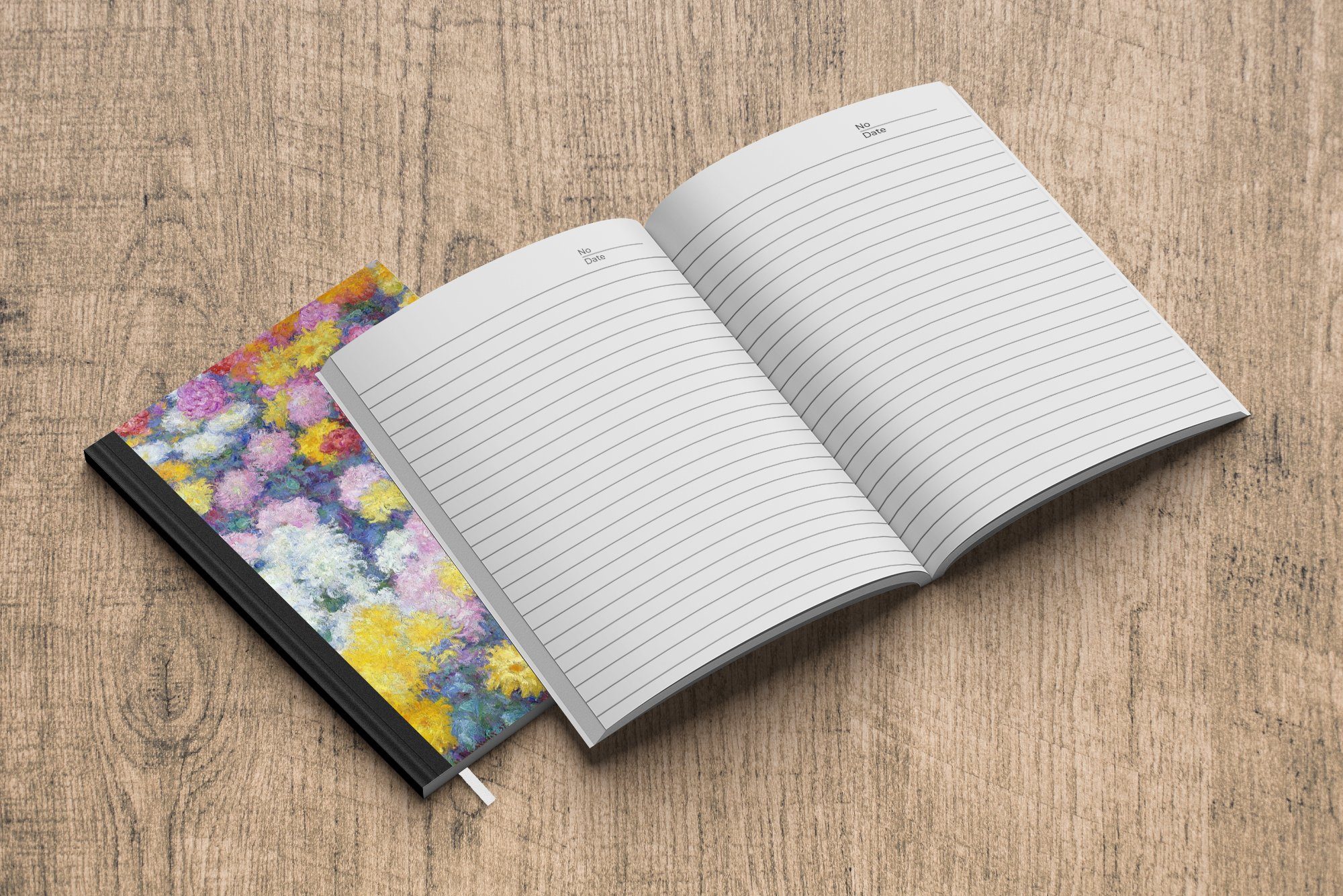 MuchoWow Notizbuch Chrysanthemen Claude Notizheft, Monet, Merkzettel, 98 von Tagebuch, Seiten, A5, - Gemälde Haushaltsbuch Journal