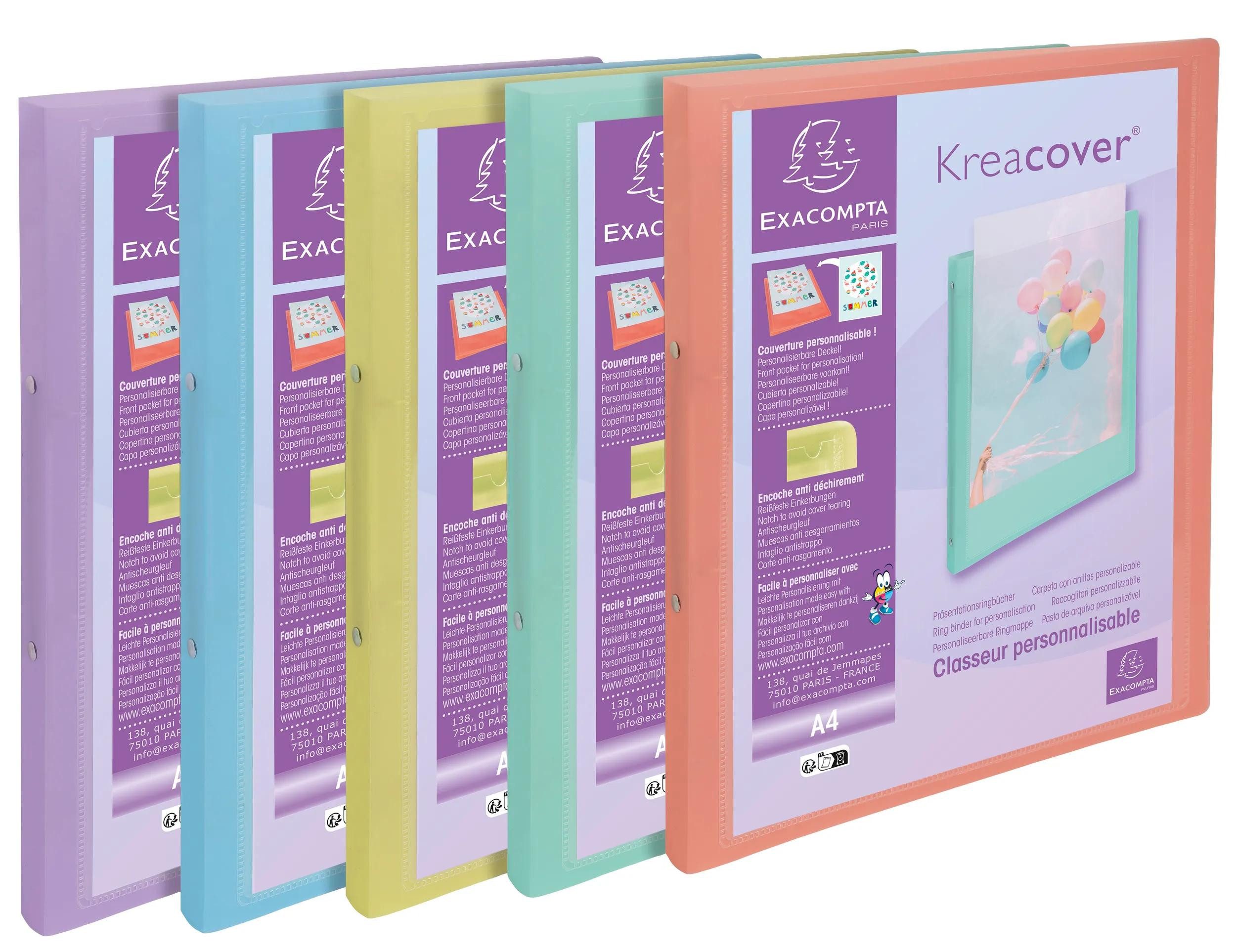 EXACOMPTA Ringbuchmappe 20x Ringhefter PP 2Ring 15mm Rücken 20mm A4 sortiert 54279E, Personalisierbar Ringbücher