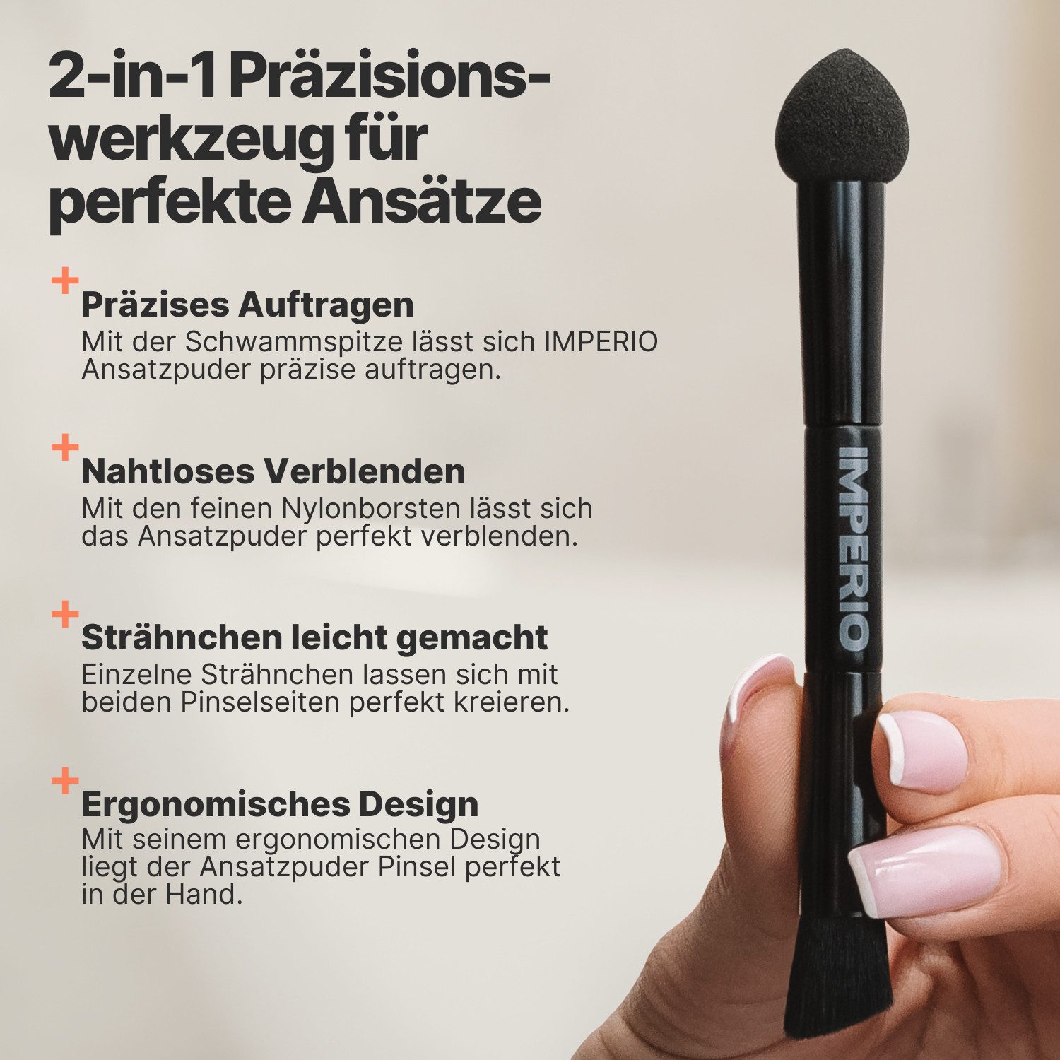 IMPERIO Puderpinsel Ansatzpuder Pinsel für präzises Auftragen & nahtloses Verblenden, 1 tlg.