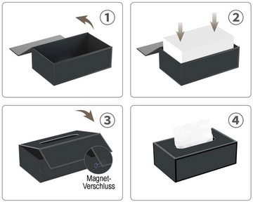 NIPS Papiertuchbox RECHTECK, (1 Stück) schwarz, stabile Pappe, für Kosmetik- und Taschentücherboxen