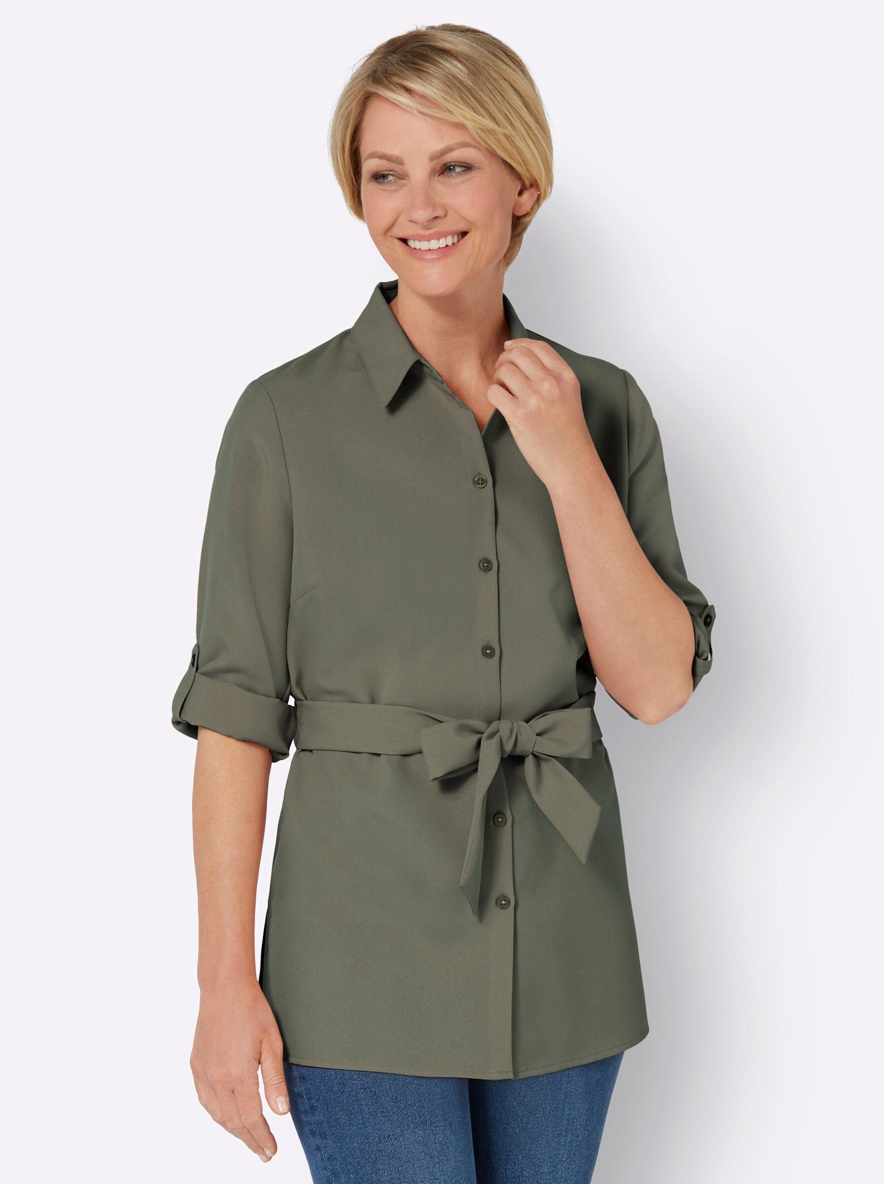 Sieh an! Klassische Bluse khaki