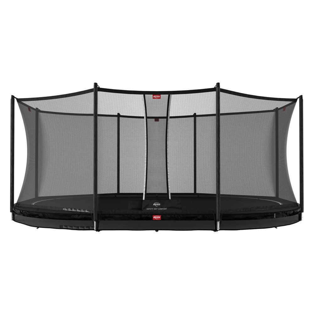 Berg Bodentrampolin InGround oval 520x345cm schwarz Sicherheitsnetz Comfort Grand Favorit
