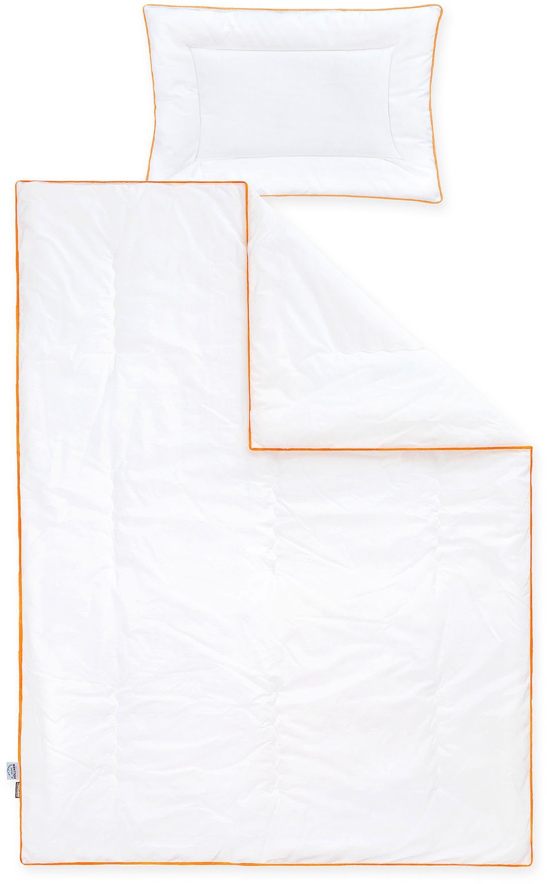 Julius Zöllner Ganzjahresbettdecke + Kopfkissen Babytraum, 2-tlg, Hergestellt in Deutschland, Füllung: Lite-Loft Faser von Thinsulate™ 3M, Bezug: 65% Polyester, 35% Baumwolle, Decke mit Kissen, Decke 100x135cm, Kissen 40x60cm