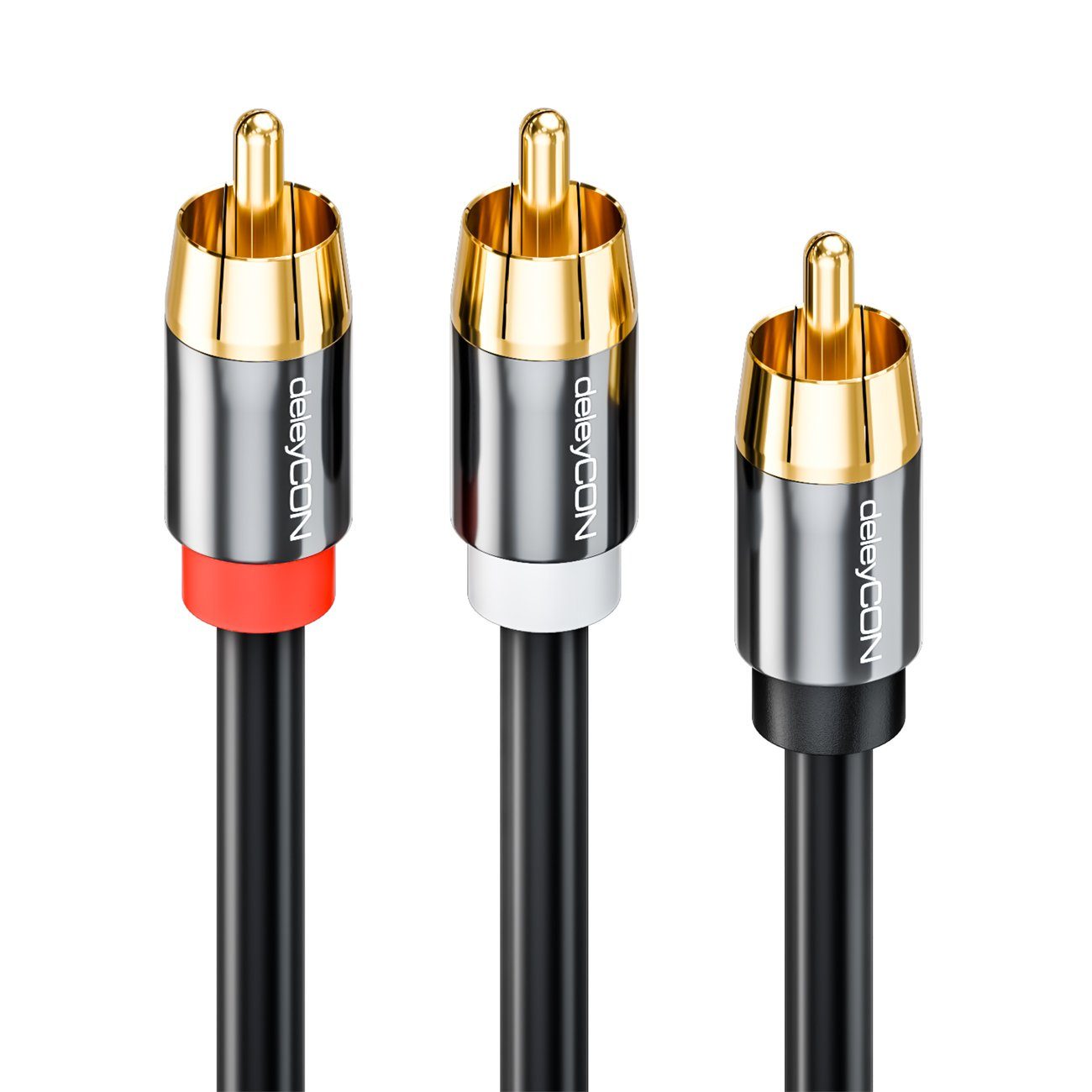 deleyCON deleyCON 10m Subwoofer Kabel Cinch RCA Y-Kabel HiFi Audio Kabel 3x Audio- & Video-Kabel – Bild 3 von 5