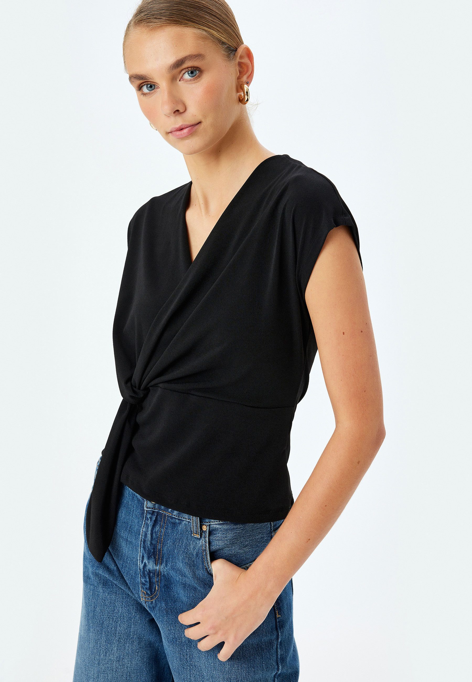 Koton Wickelbluse Ärmellos Doppelreihiger Kragen Wickelbluse günstig online kaufen