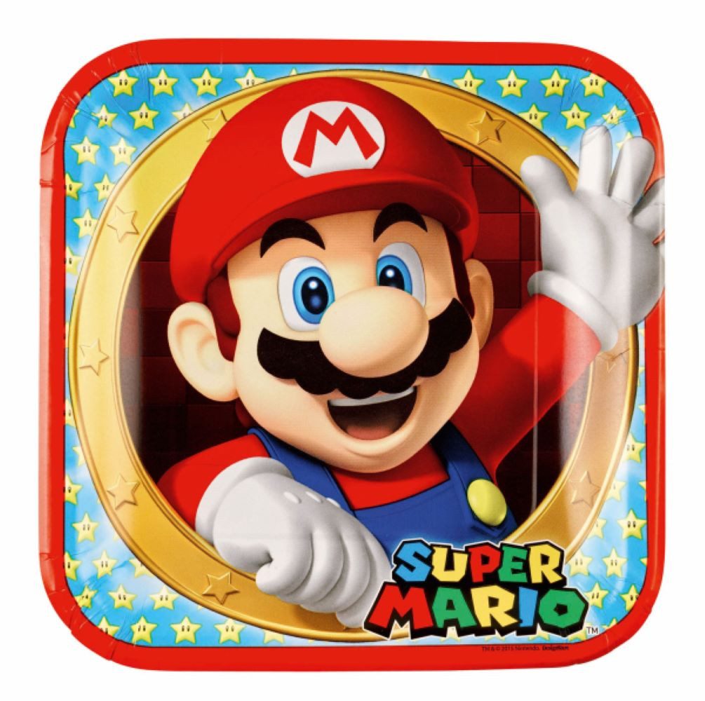 Amscan Pappteller Pappteller 'Super Mario' Quadratisch, Ø23cm/8Stk.