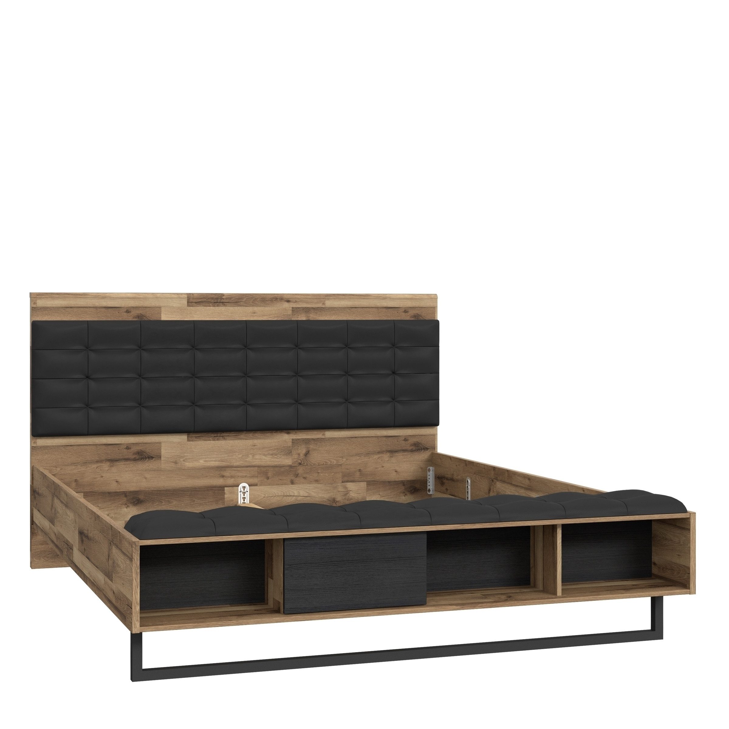 freiraum Stauraumbett JAKOBINA, 160x200cm, Stabeiche Dekor/ Schwarz Eiche - 167,4x119,7x234,cm (B/H/T)