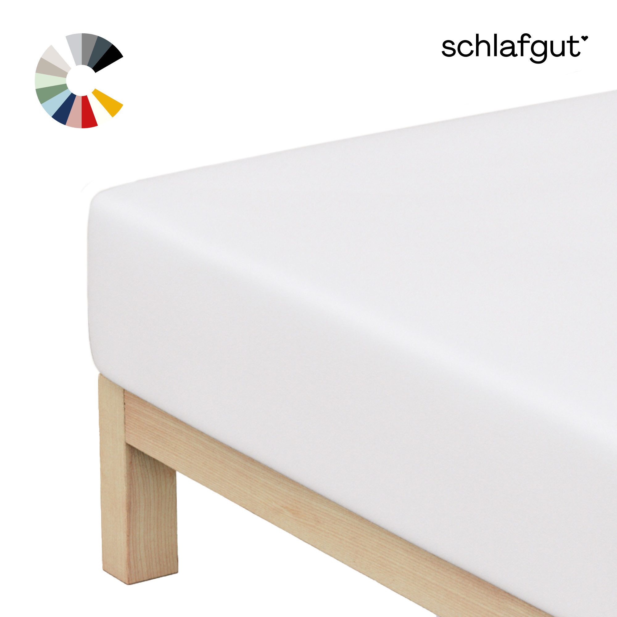 Schlafgut Spannbettlaken Basic Cotton Bettlaken, 160 g/m², 100% Baumwolle, Spannbetttuch, Jersey, Gummizug: rundum, (1 Stück), Spannbettlaken bis 20 cm Matratzenhöhe, bügelfrei und pflegeleicht