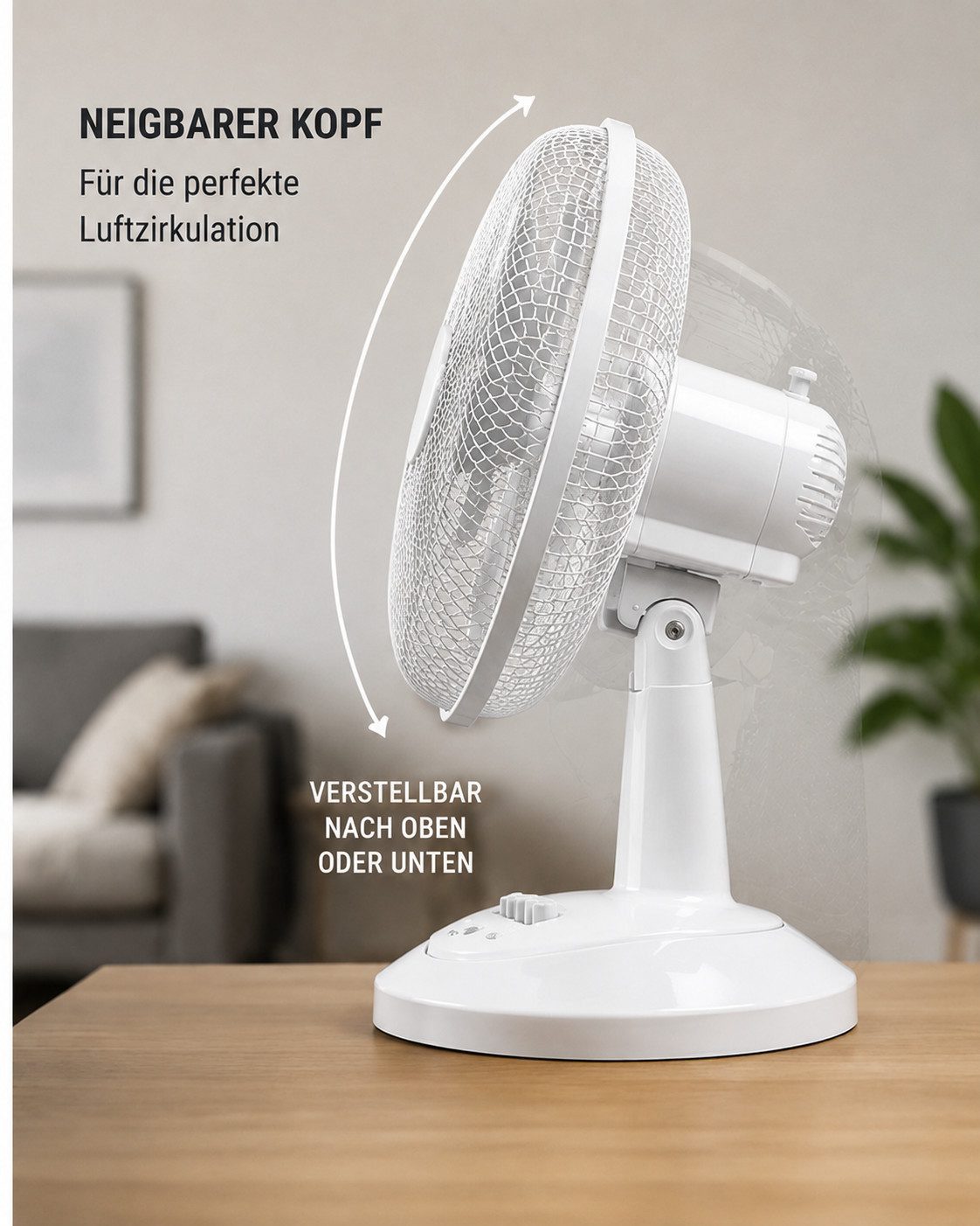 Ertex Turmventilator Standventilator Ventilator 40 cm/45W Tischventilator Weiß