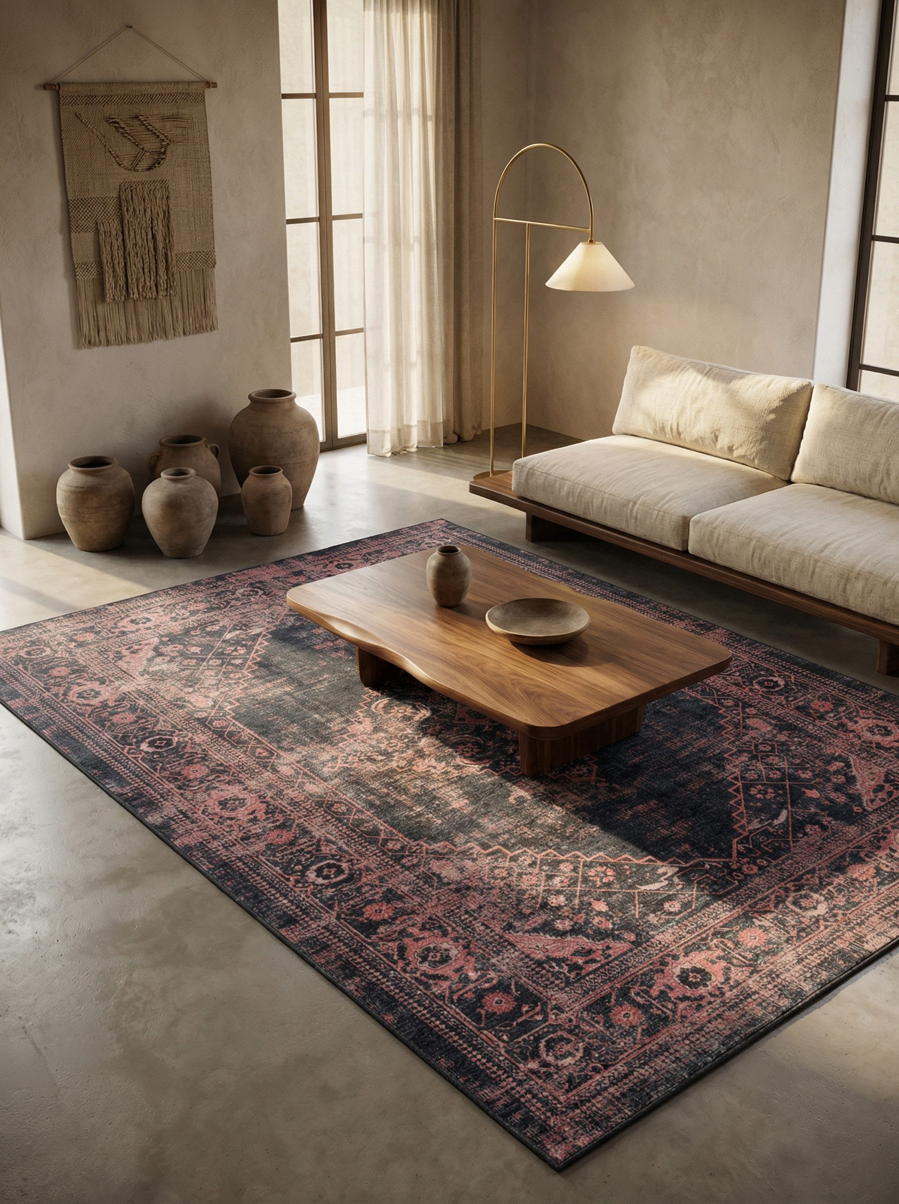 KADIMA DESIGN Teppich Teppich Läufer PIZOL Orient waschbar 30 °C Flur Küche Bad, Läufer, Höhe: 5 mm, Rot, 80x250 cm, Orient Bettvorleger Webteppich Waschbar
