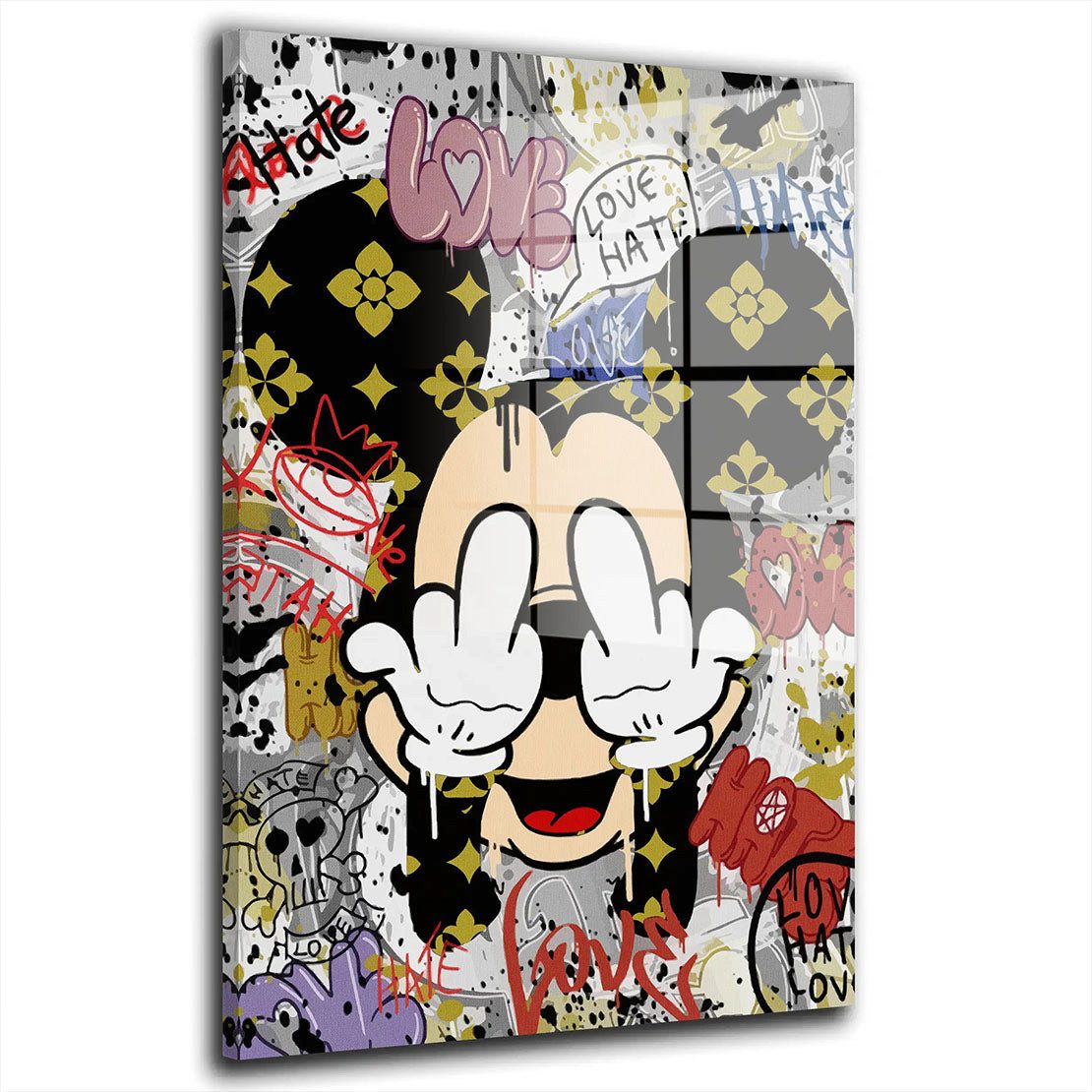 Acrylglasbild Mickey Pop Art Finger Street Art Acrylglas Wandbild Bild Wanddeko Wohn