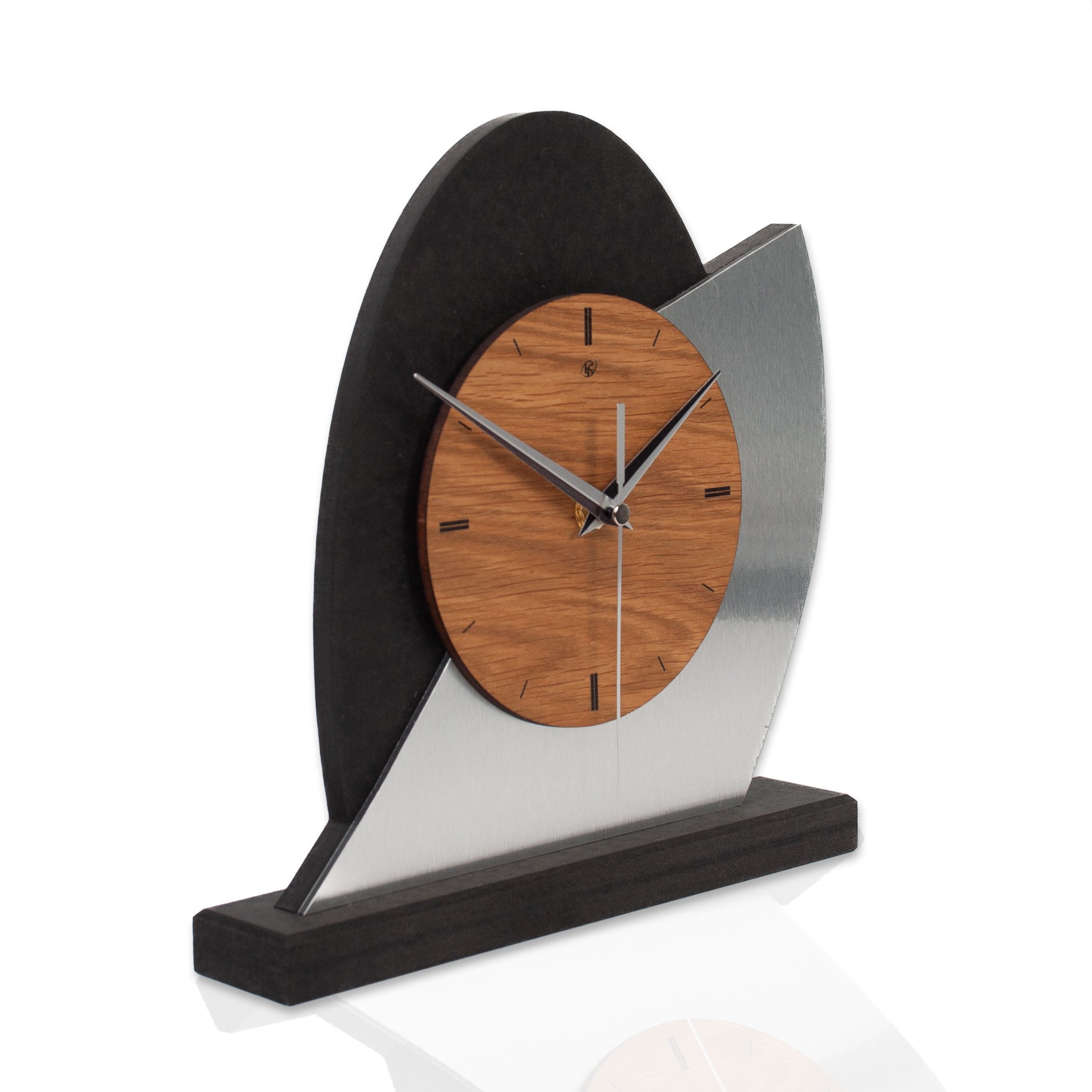 Kreative Feder Standuhr Designer-Standuhr „Silver Dome“ aus Holz, Tischuhr günstig online kaufen