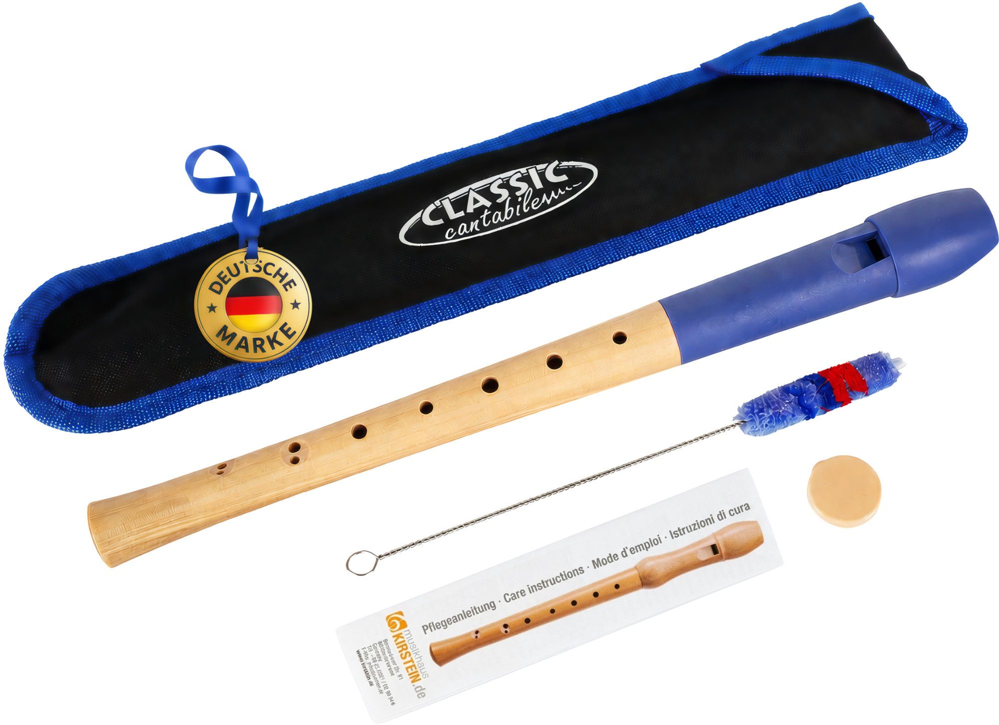 Classic Cantabile Blockflöte Pivella Flöte aus Ahornholz mit Kopf aus Kunststoff, C-Sopran, (barock), 2-teilige Konstruktion