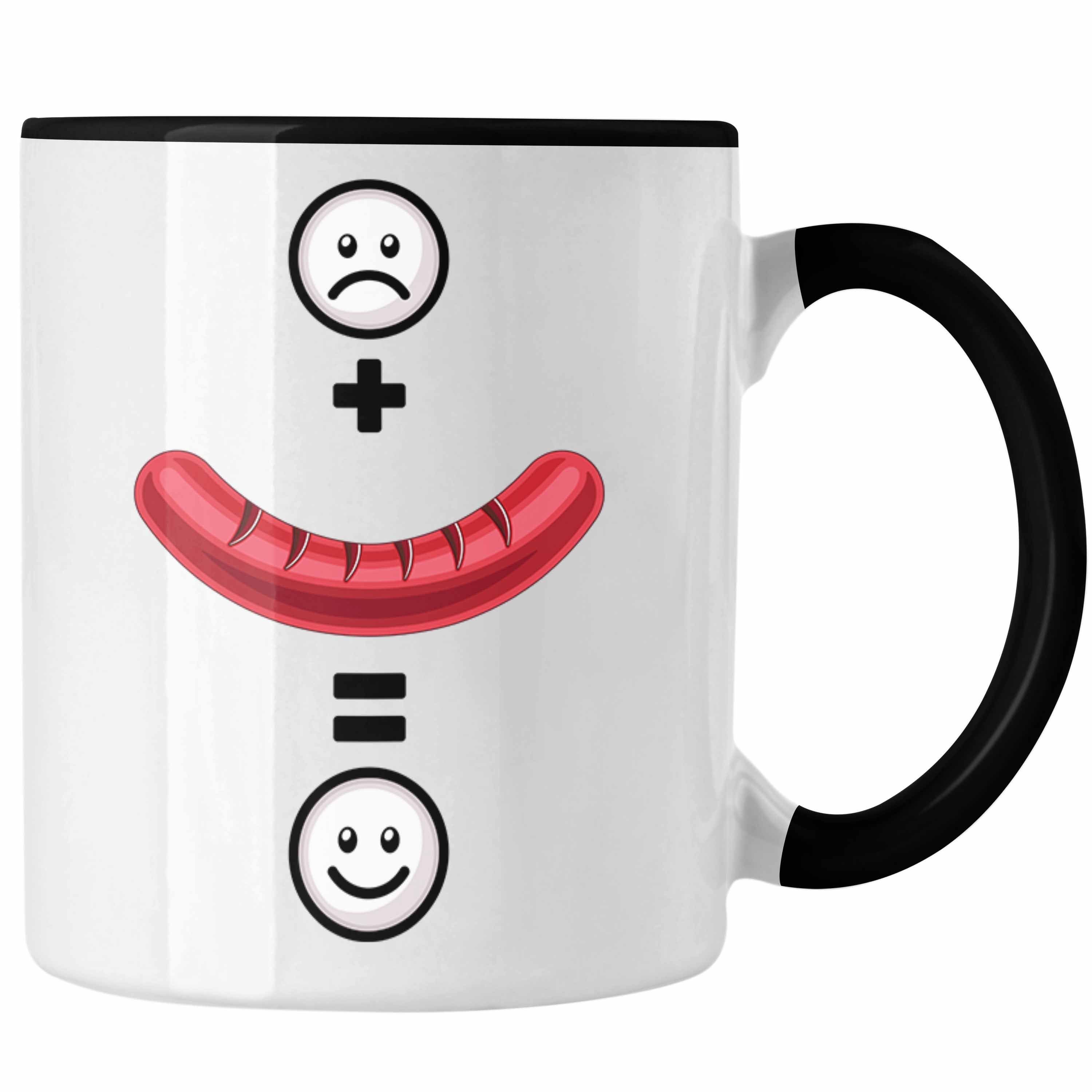 Trendation Tasse Wurst Tasse Geschenk Gesche für :(Wurst) Griller Wurst Lustige Schwarz