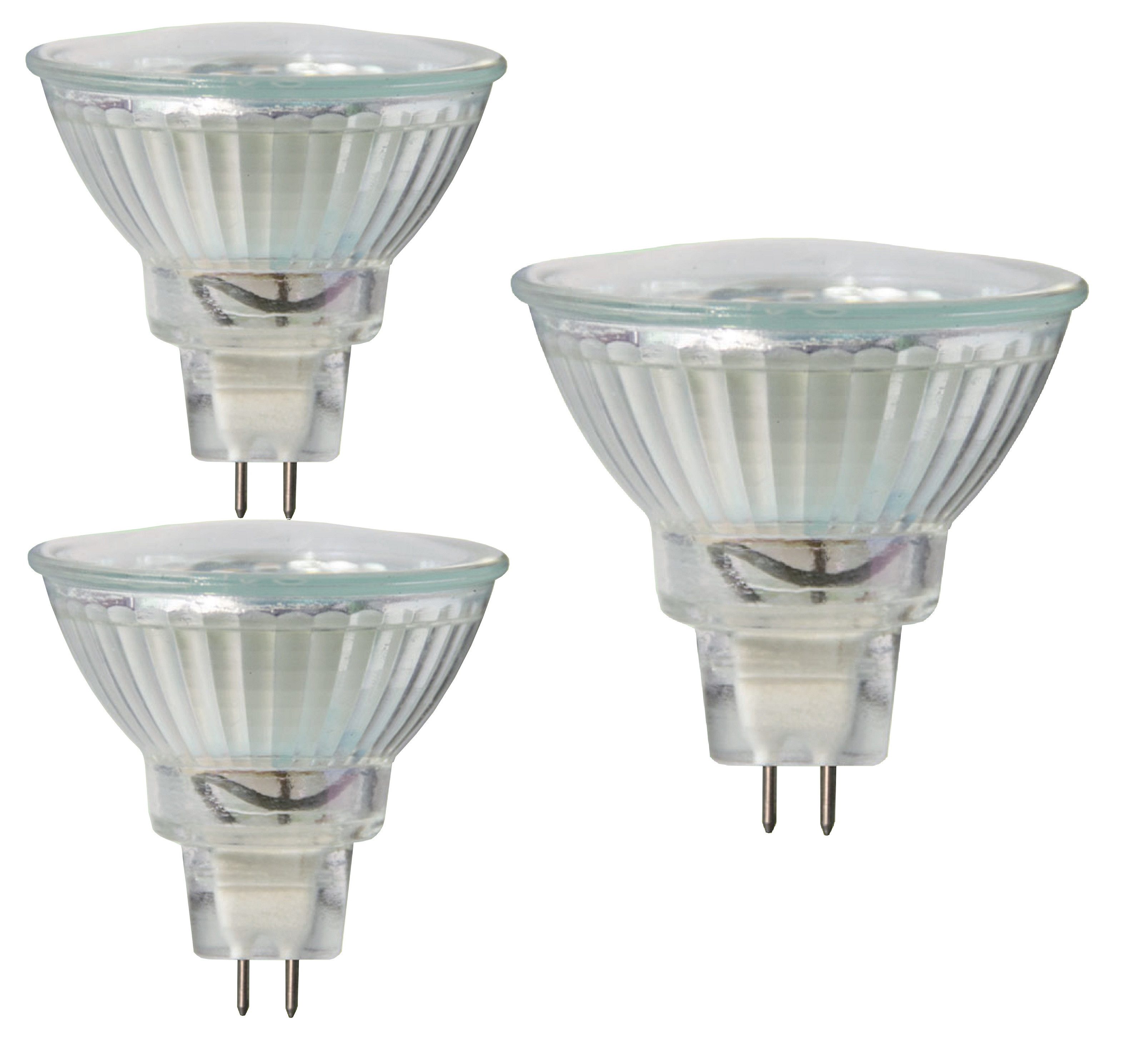 TRANGO LED-Leuchtmittel, 3er Set MR16030 LED Leuchtmittel mit MR16 Fassung zum Austausch herkömmlicher Halogen Leuchtmittel MR16 I GU5.3 I G4 12 Volt 3000K warmweiß, 3 St., Glühlampe, Reflektor Lampe, LED Birnen