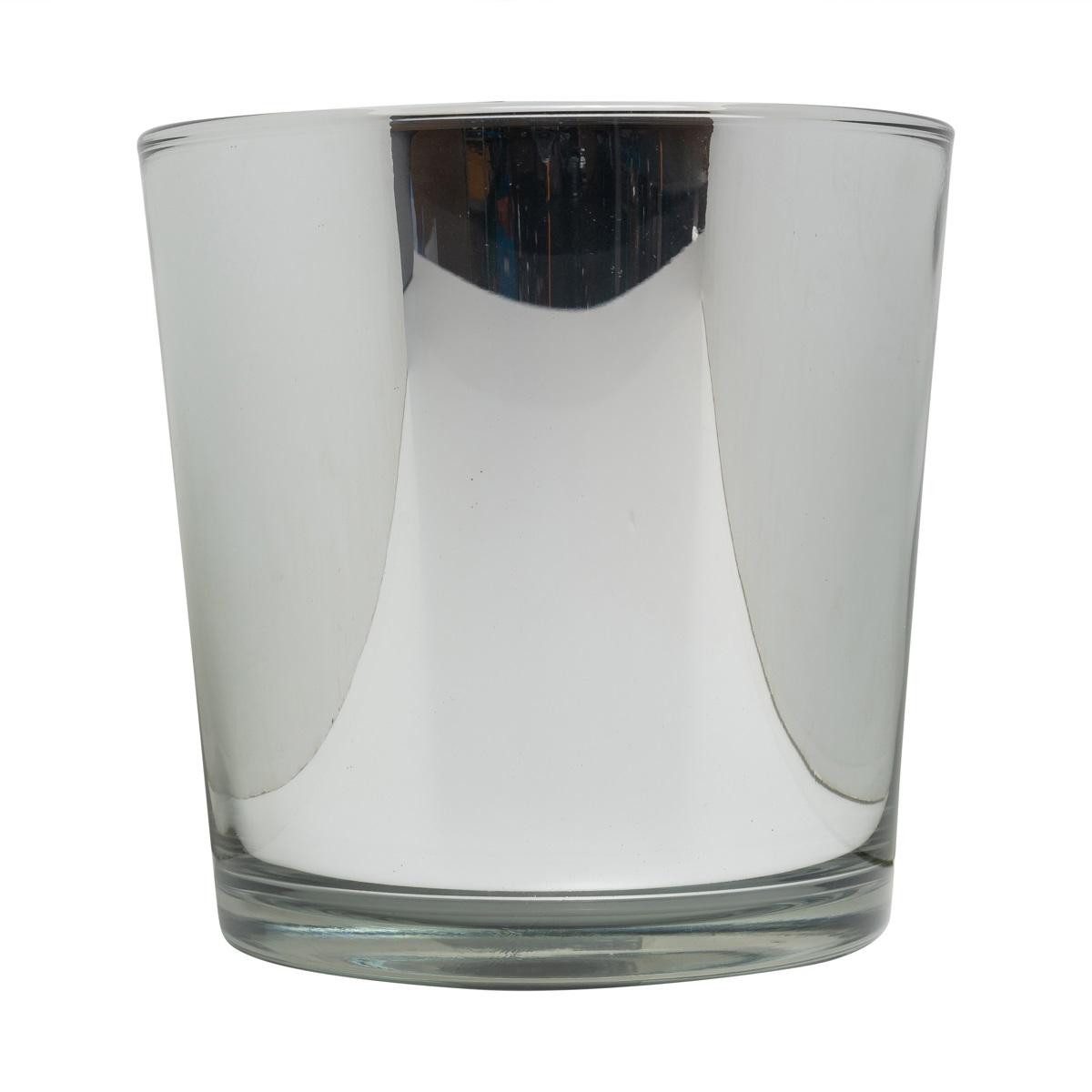 INNA-Glas Blumentopf Glasübertopf Alena Shiny, Silber glänzend, 19 cm, Ø 19 cm