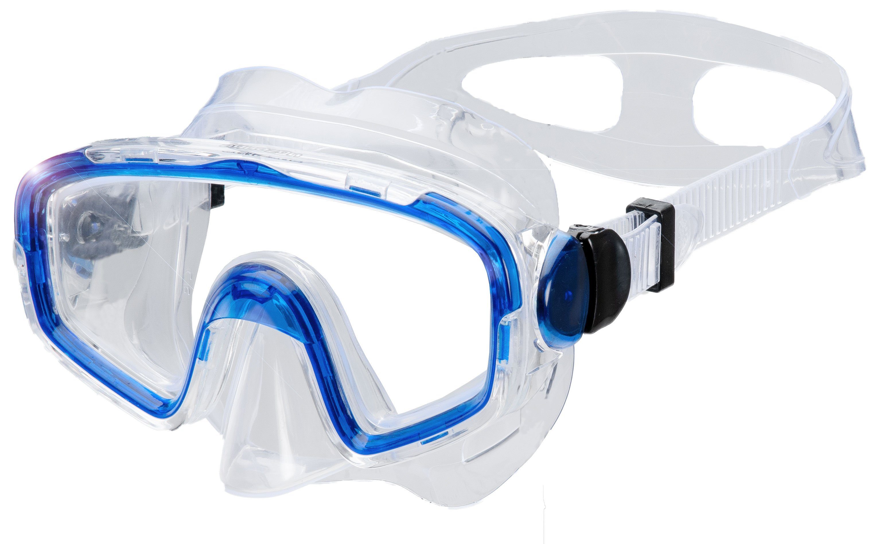 AQUAZON Taucherbrille SHARK, Schnorchelbrille für Kinder 7-12 Jahre blau transparent