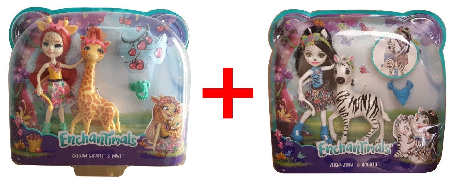 Enchantimals Spielfigur Enchantimals Gillian Giraffe und Pawl + Zebra Zelena und Hoofette, Set