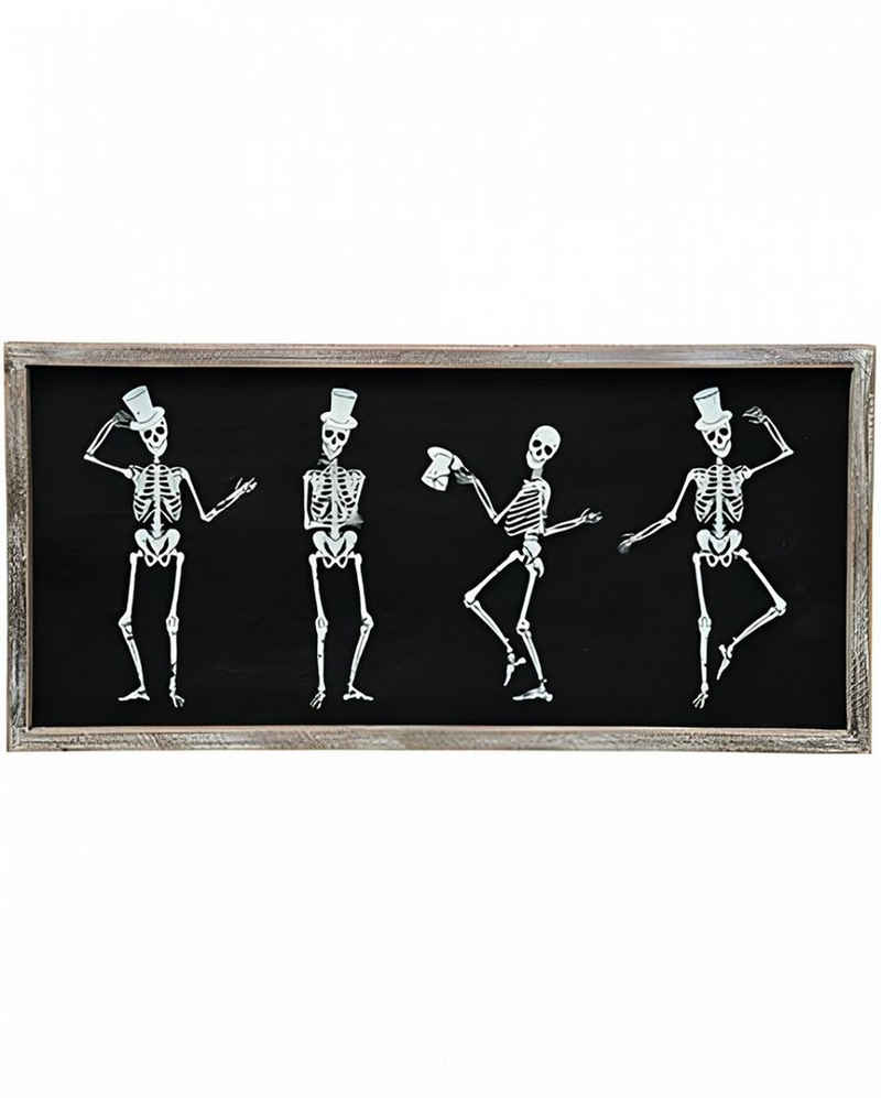 Horror-Shop Hängedekoration Halloween Wandbild mit tanzenden Skeletten 20cm