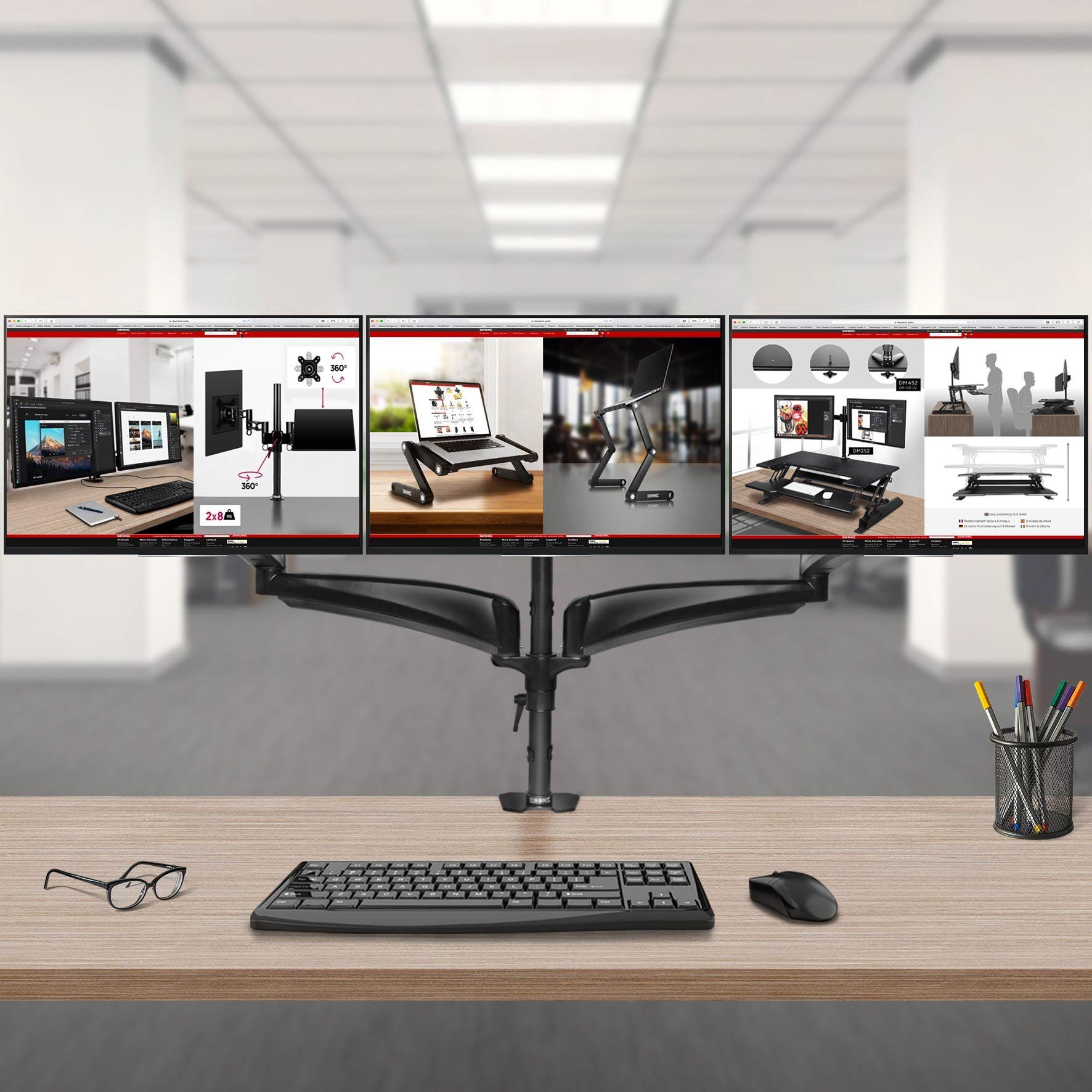 Duronic Monitorständer DM453VX1, (bis 27,00 Zoll, DM453VX1 Monitorarm, Monitor Halterung 4 Bildschirme bis 6 kg) – Bild 2 von 5