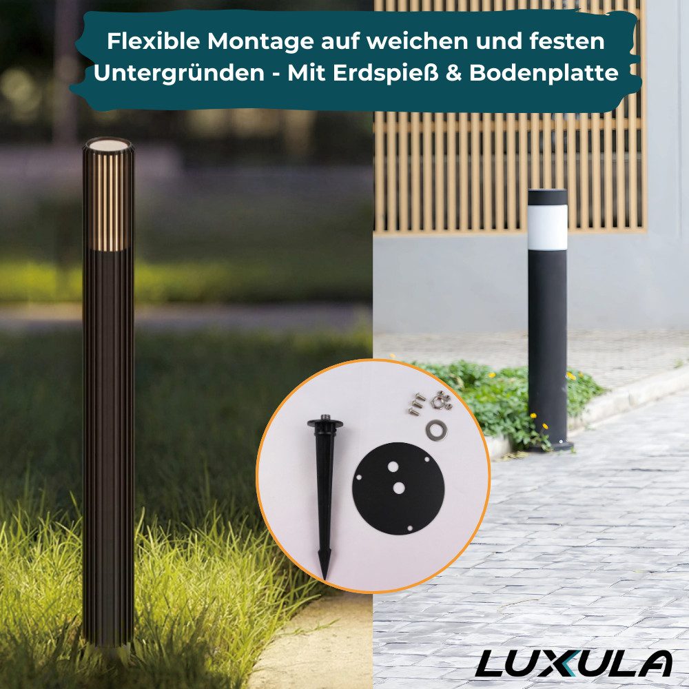 LUXULA LED Pollerleuchte LUXULA LED Wegeleuchte 10 W schwarz