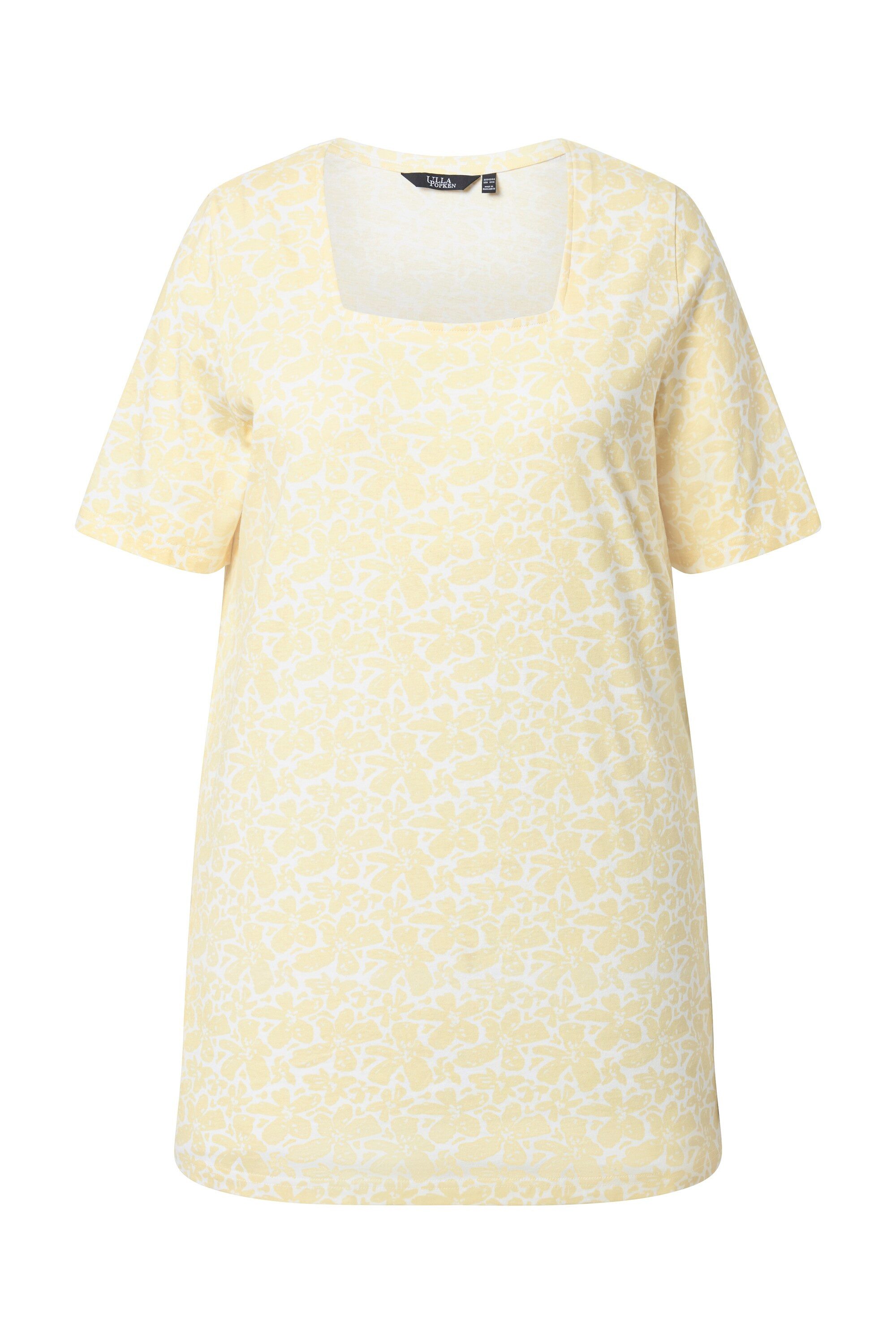 Ulla Popken Longshirt Longshirt A-Linie Carré-Ausschnitt Halbarm