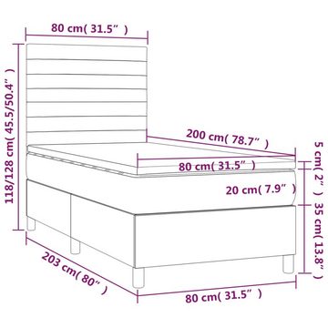 vidaXL Bettgestell Boxspringbett mit Matratze Taupe 80x200 cm Stoff Bett Bettgestell
