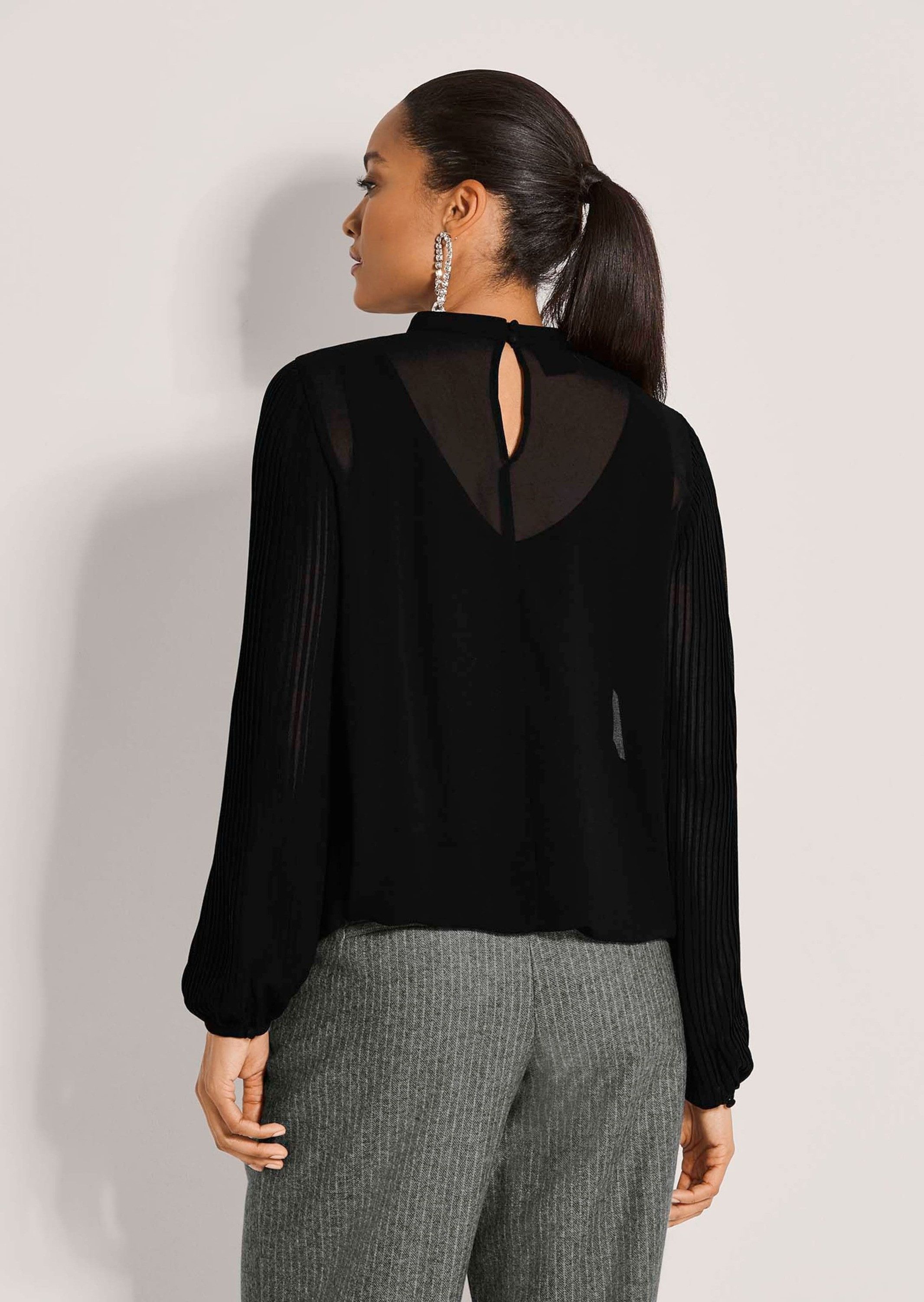 MADELEINE Langarmbluse Chiffonbluse mit Ballonärmeln Plissierte Ärmel, Knopfmanschetten und integriertes Top