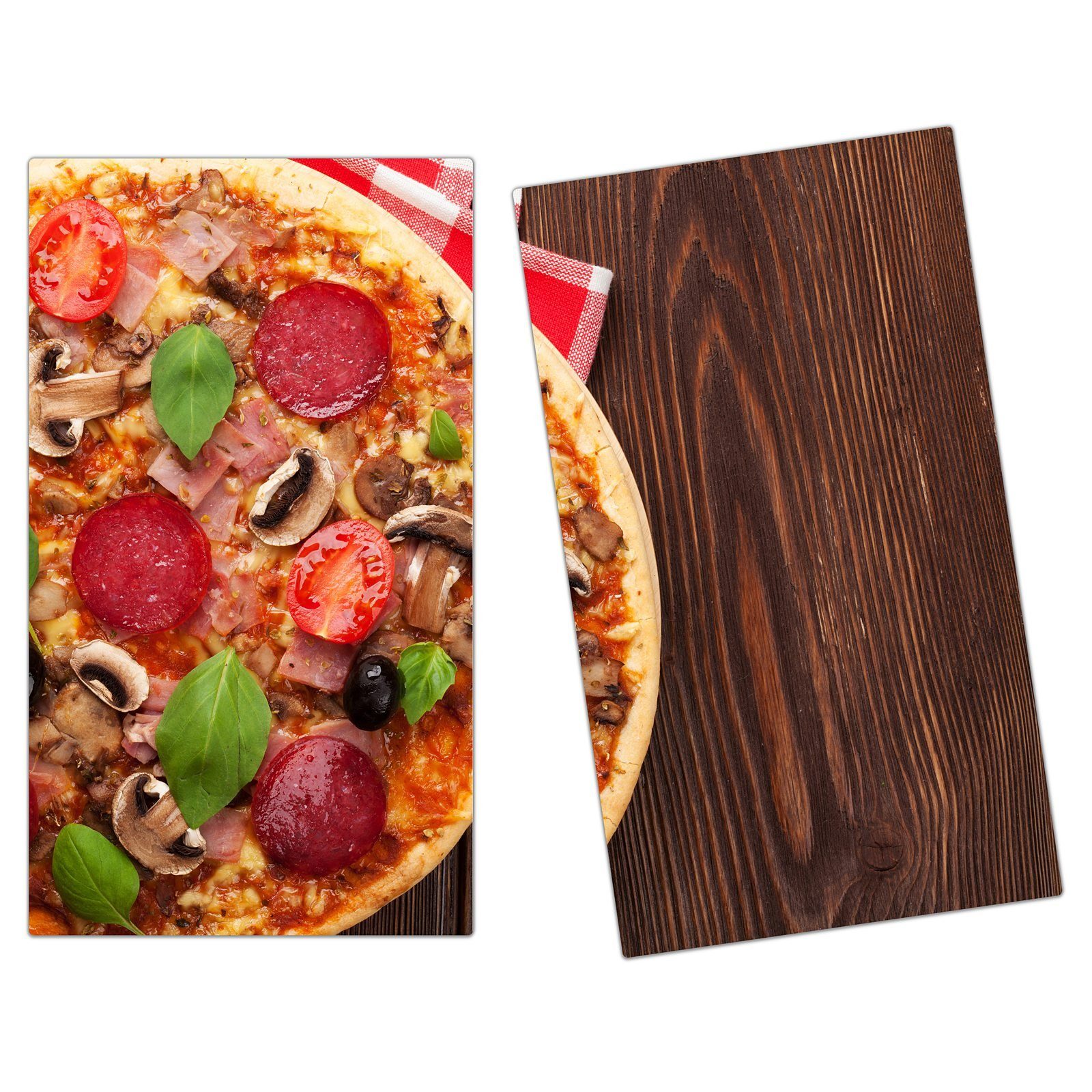 tlg) Primedeco Salami, Glas aus Herdabdeckplatte Pizza Herd-Abdeckplatte (2 mit Glas, Spritzschutz