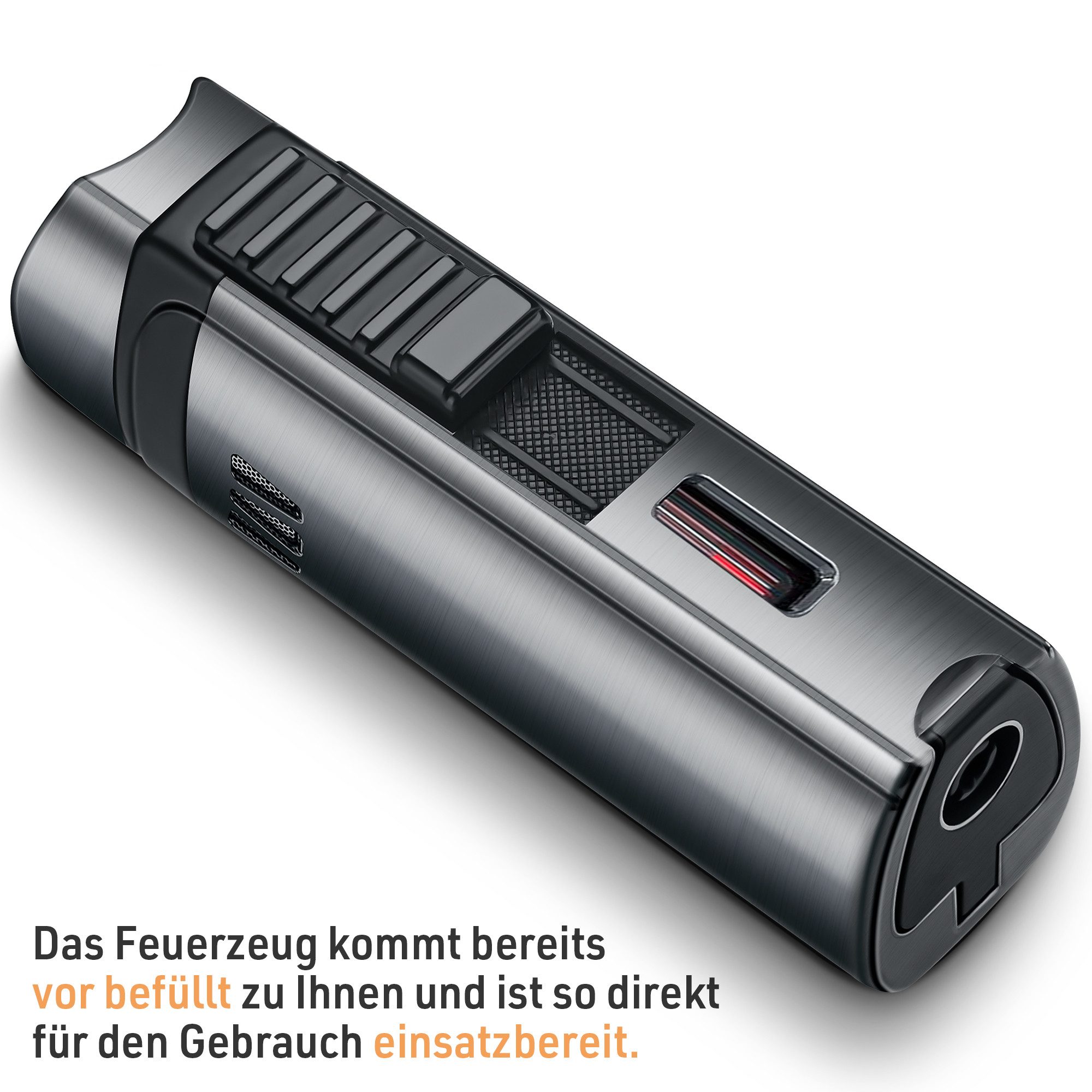 Unilite Feuerzeug Sturmfeuerzeug mit 100ml Gas Kartusche Set, nachfüllbar (2-St), Premium Gasfeuerzeug, befüllt, bis 1300°C