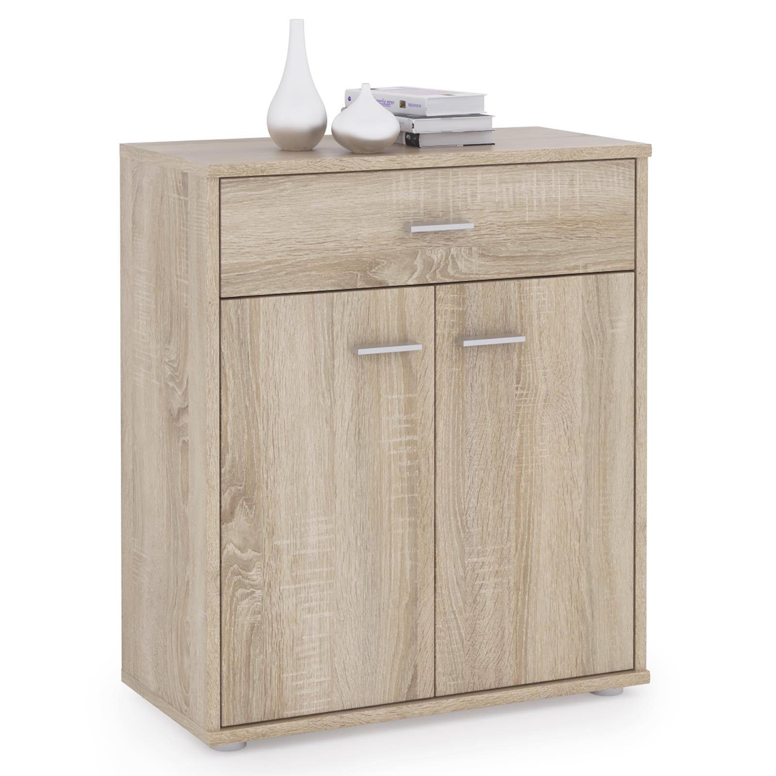 CARO-Möbel Highboard TOMMY, Kommode Sideboard Schrank Anrichte Sonoma Eiche mit Schublade Design