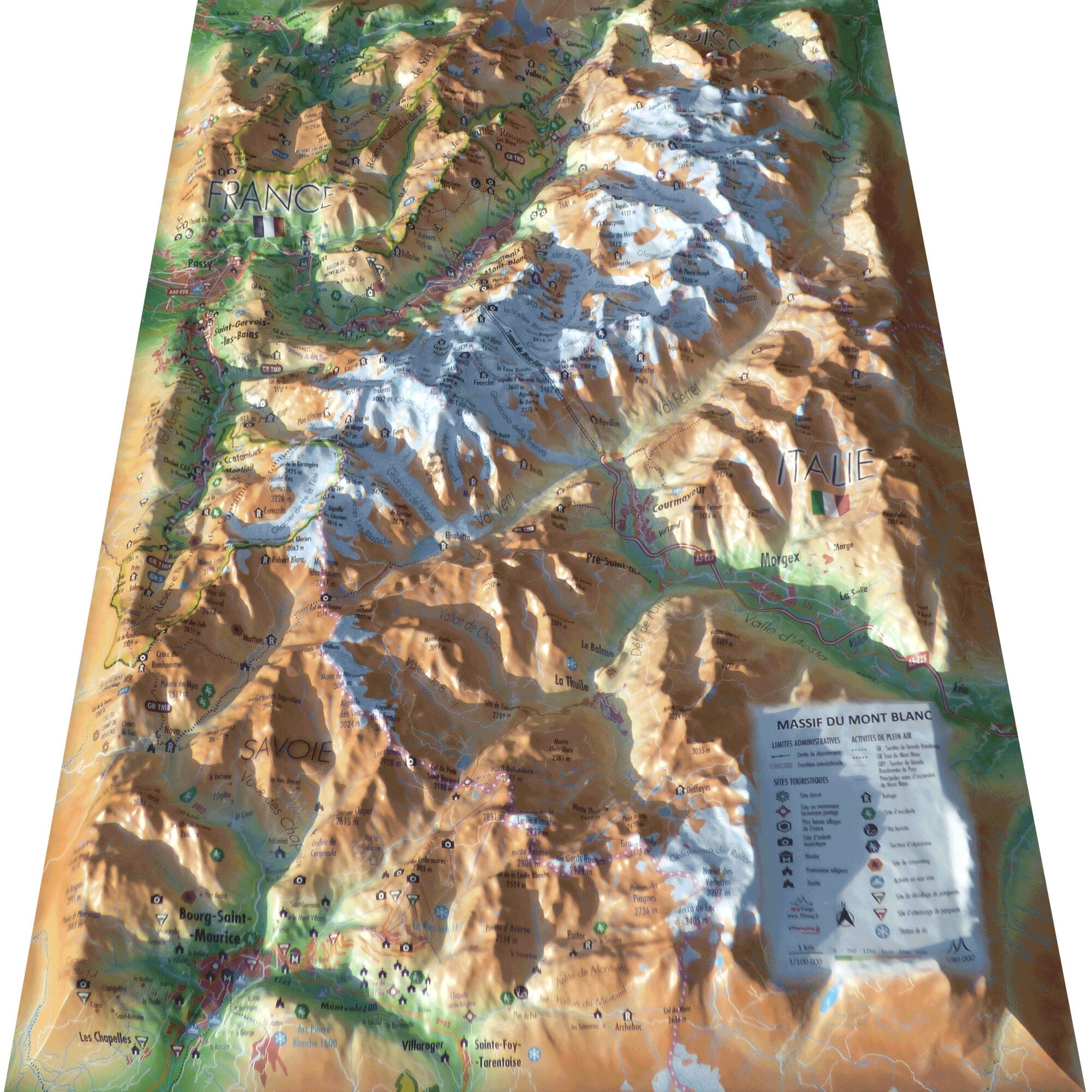 3Dmap Wandbild 3Dmap Regional-Karte Massif du Mont Blanc (41 cm x 61 cm)