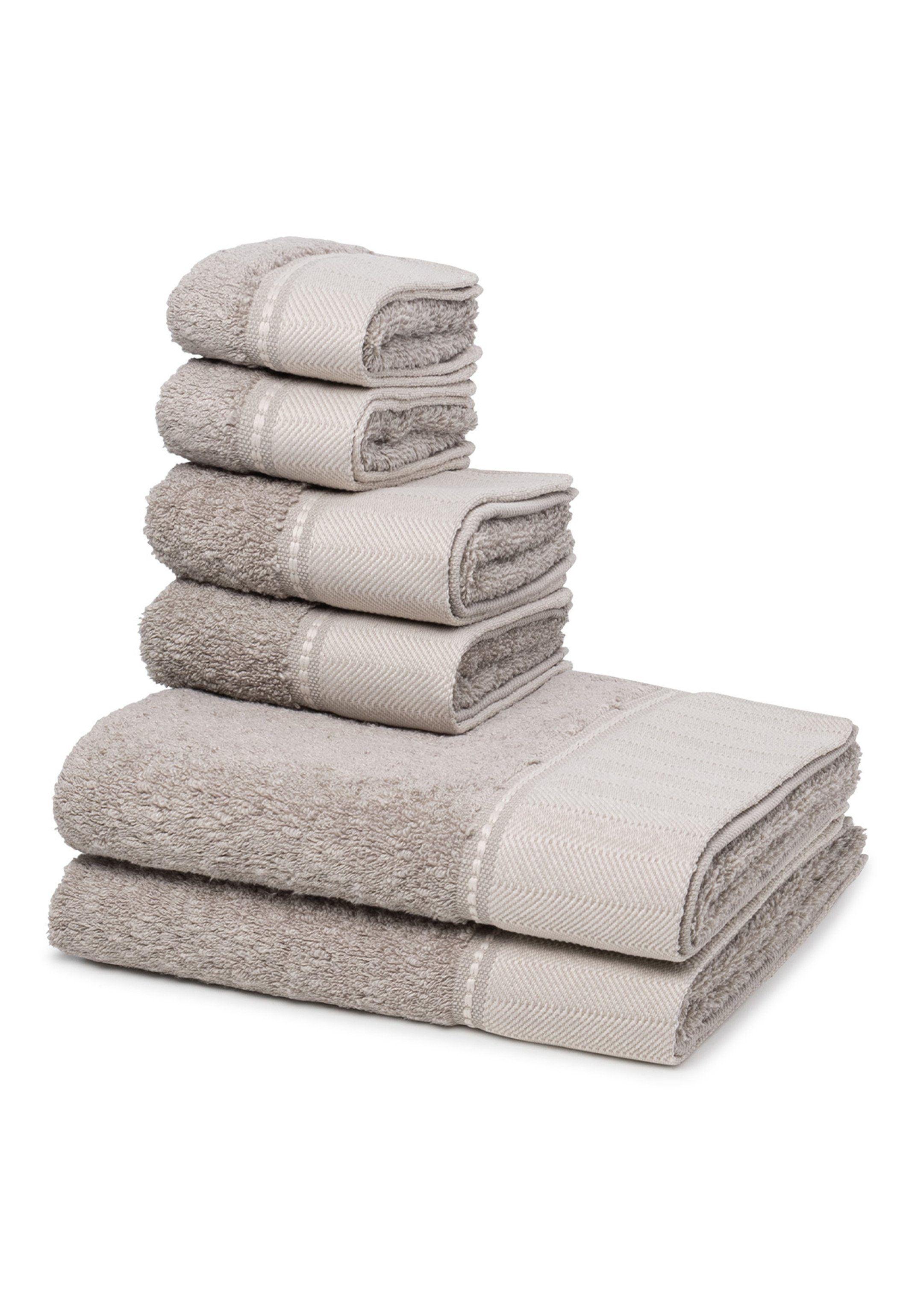 Möve Handtuch Set Brooklyn, Baumwolle, (Spar-Set, 6-tlg), 2 X Seif- 2 X Gäste- 2 X Handtuch im Set - Baumwolle - Cashmere