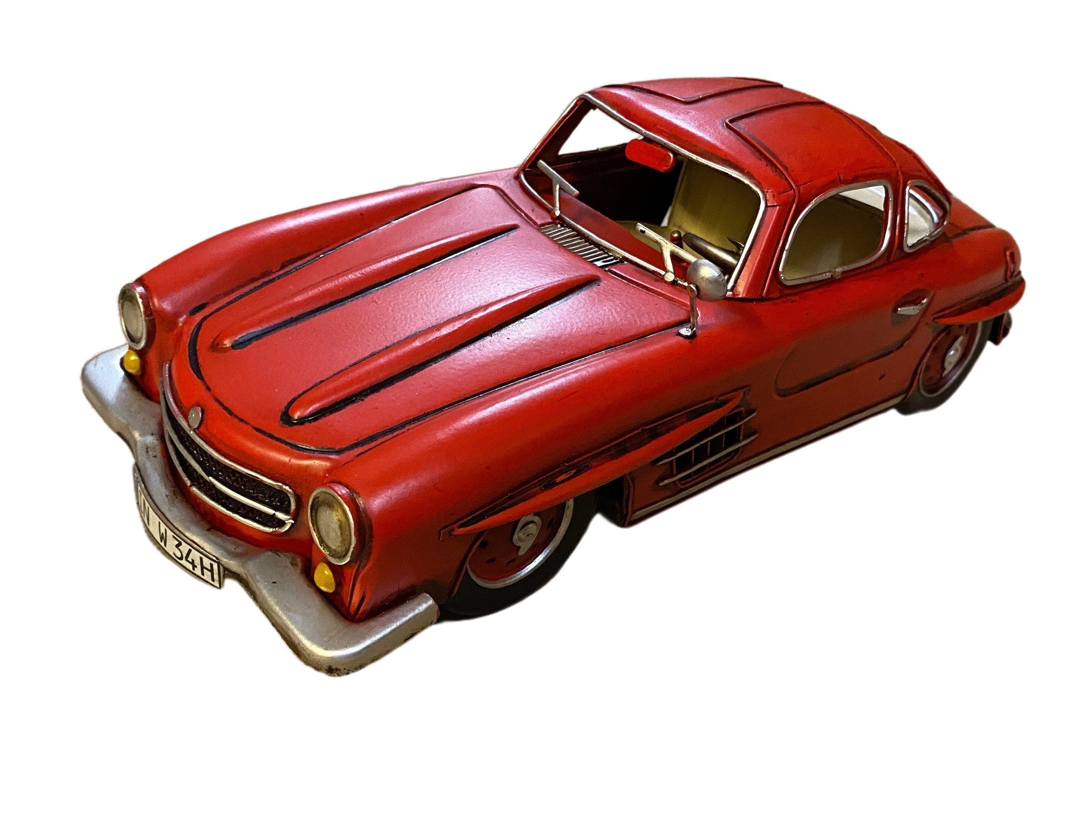 Rungassi Dekoobjekt Nostalgie Blechmodell Sportwagen mit Flügeltüren Rot 32cm (37295/1)