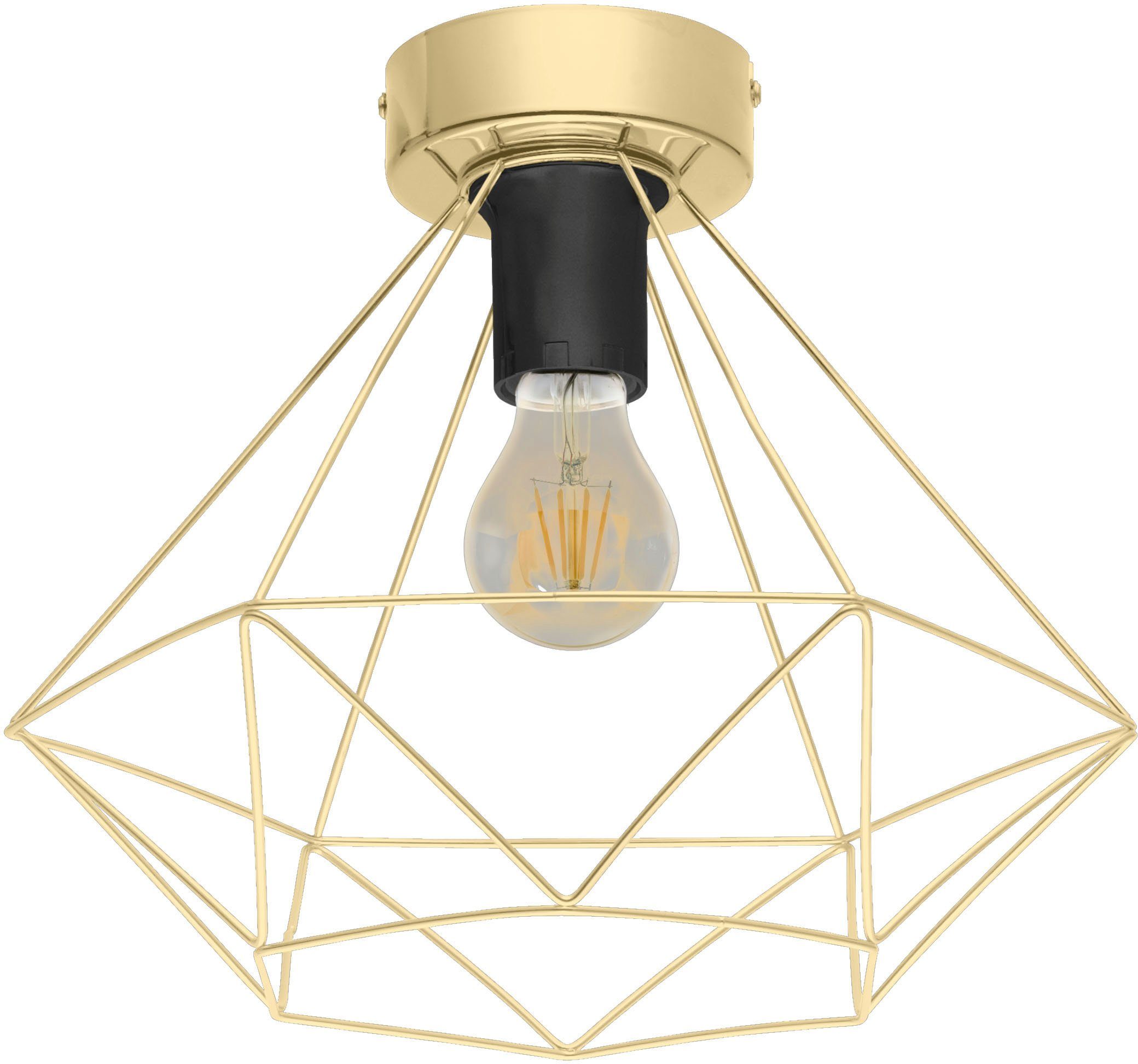 EGLO Deckenleuchte TARBES, ohne Leuchtmittel, Wohnzimmerlampe, Esszimmer, Flur, Drahtgeflecht, 1flammig, 32,5x27,5cm