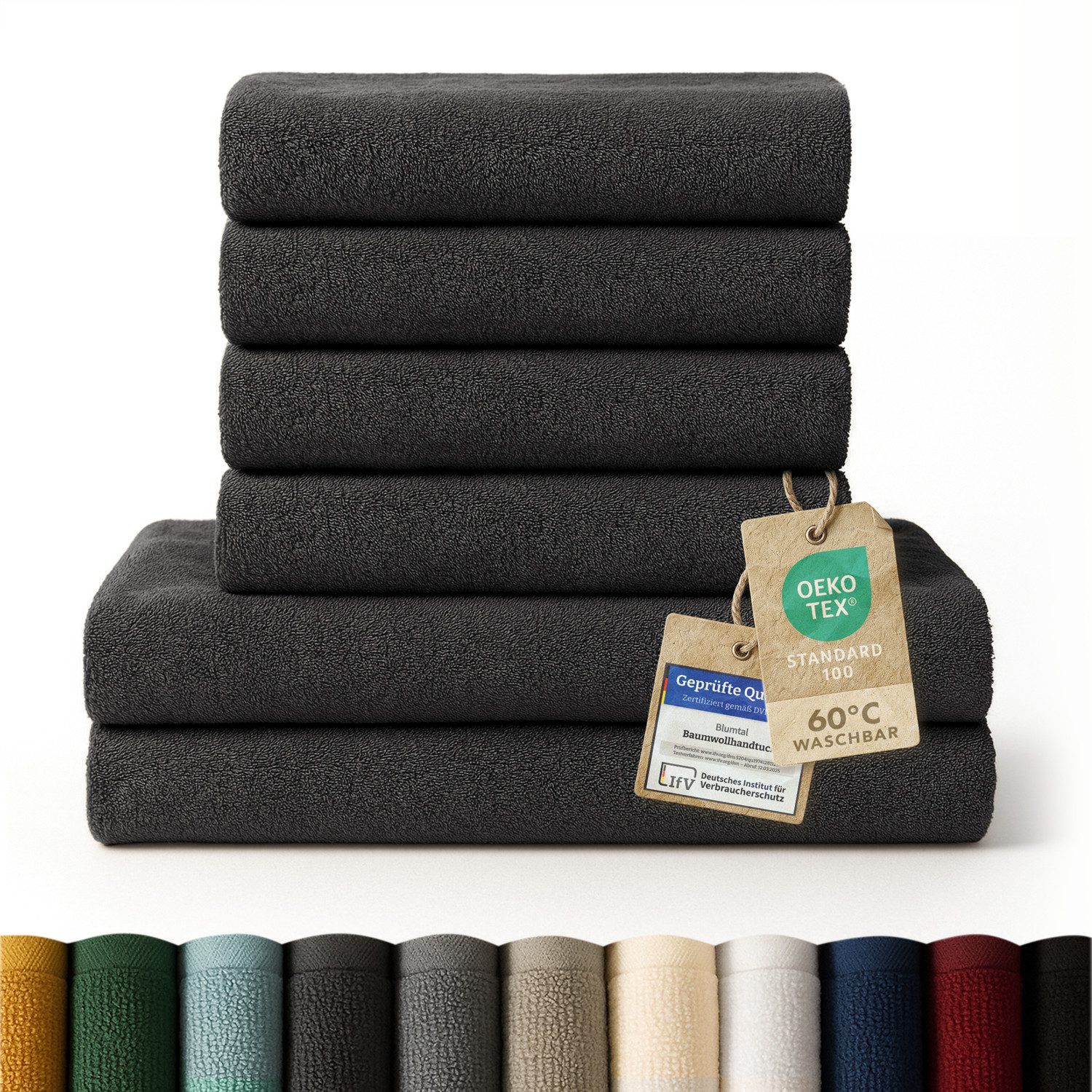 Blumtal Handtuch Set Premium 4/6-tlg. Frottier Dusch- (70x140 cm) & Handtuch (50x100 cm), Frottee (Set, 6-St), 100% Baumwolle, Oeko-TEX Zertifiziert