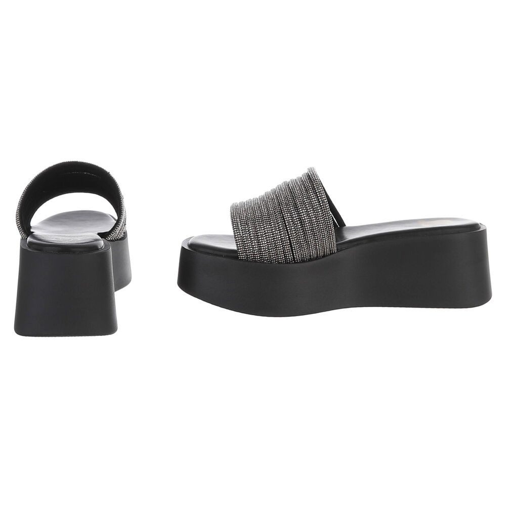 Ital-Design Moderne Plateausandalen mit stilvollem Design für Damen Plateausandaletten (91512104) Keilabsatz/Wedge Keilsandaletten in Schwarz – Bild 5 von 5