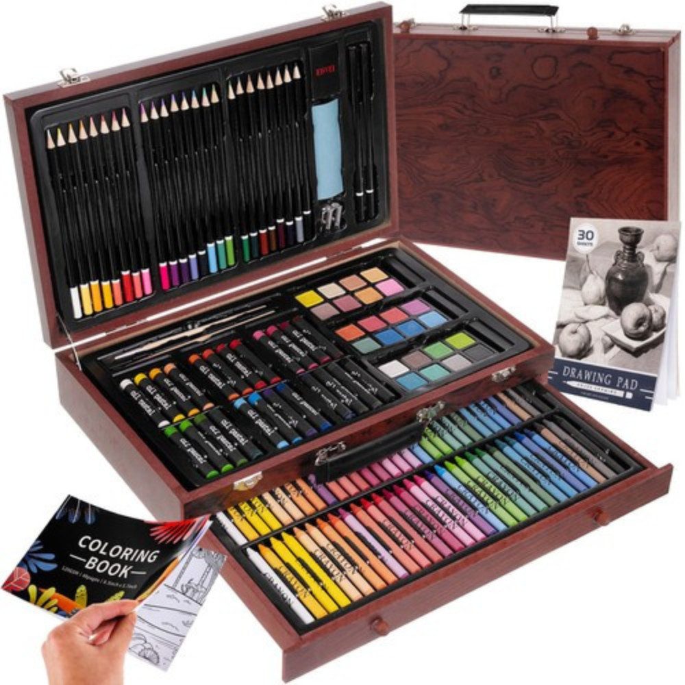 MAALEO Malpalette Malset 143 Elemente, Malerei Set im Holzkoffer