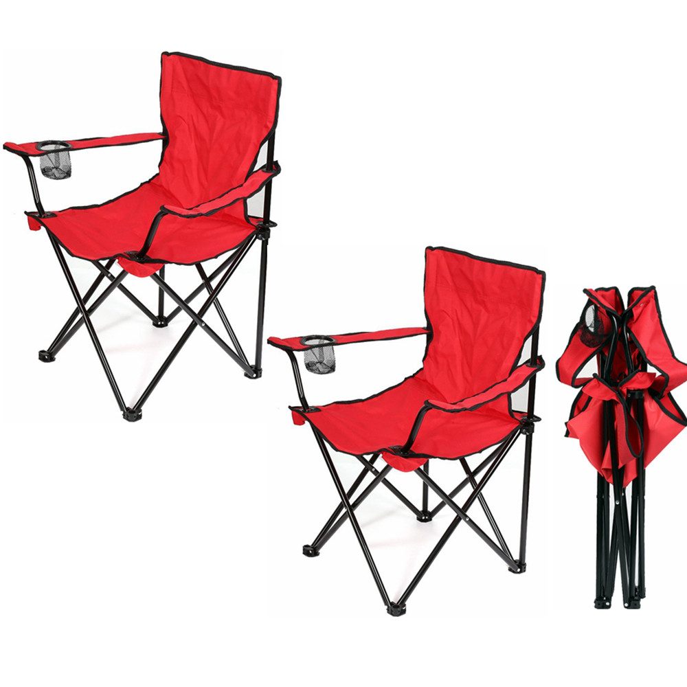 JEOBEST Campingstuhl Angelstuhl Faltstuhl, (2er-Set), Klappstuhl mit Armlehnen und Getränkehalter