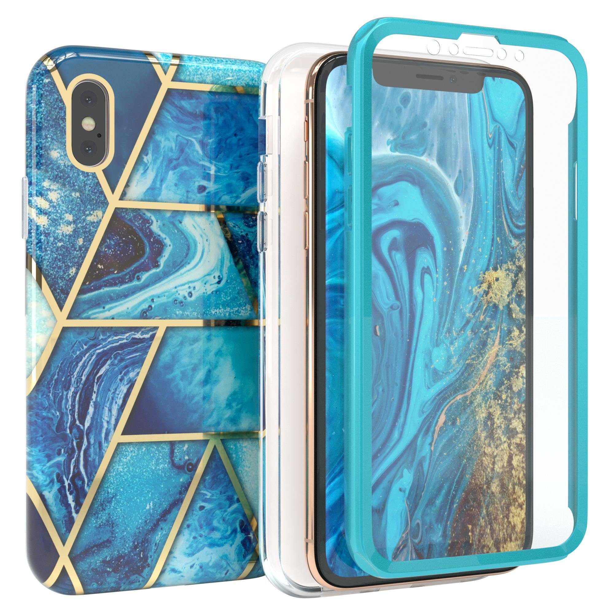 EAZY CASE Handyhülle IMD Fullcover Case für Apple iPhone XS Max 6,5 Zoll, Schutzfolie Schutzhülle mit Kameraschutz Komplettschutz Backcover Blau