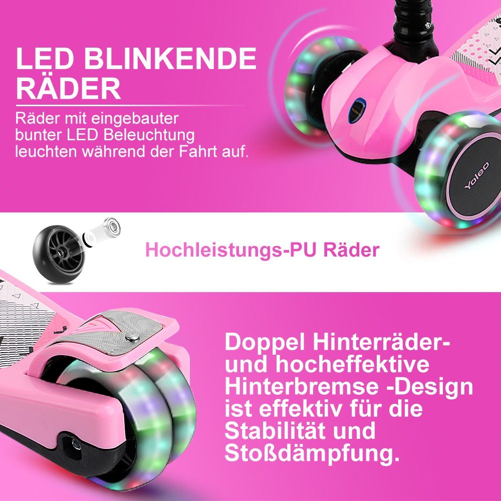 YOLEO Scooter Faltbarer Kinderoller Kinderscooter Dreiradscooter ab 3 Jahre