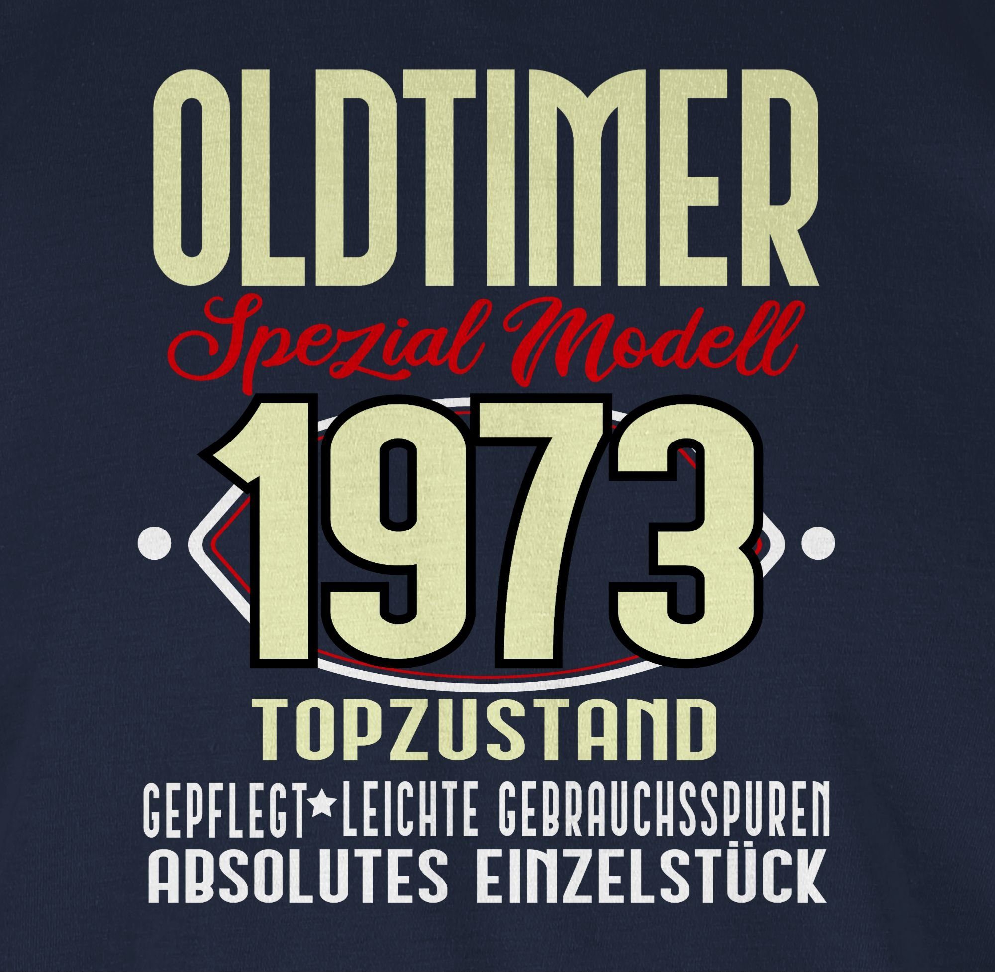 02 Blau Oldtimer Fünfzigster 50. Spezial Shirtracer Modell Geburtstag T-Shirt Navy 1973