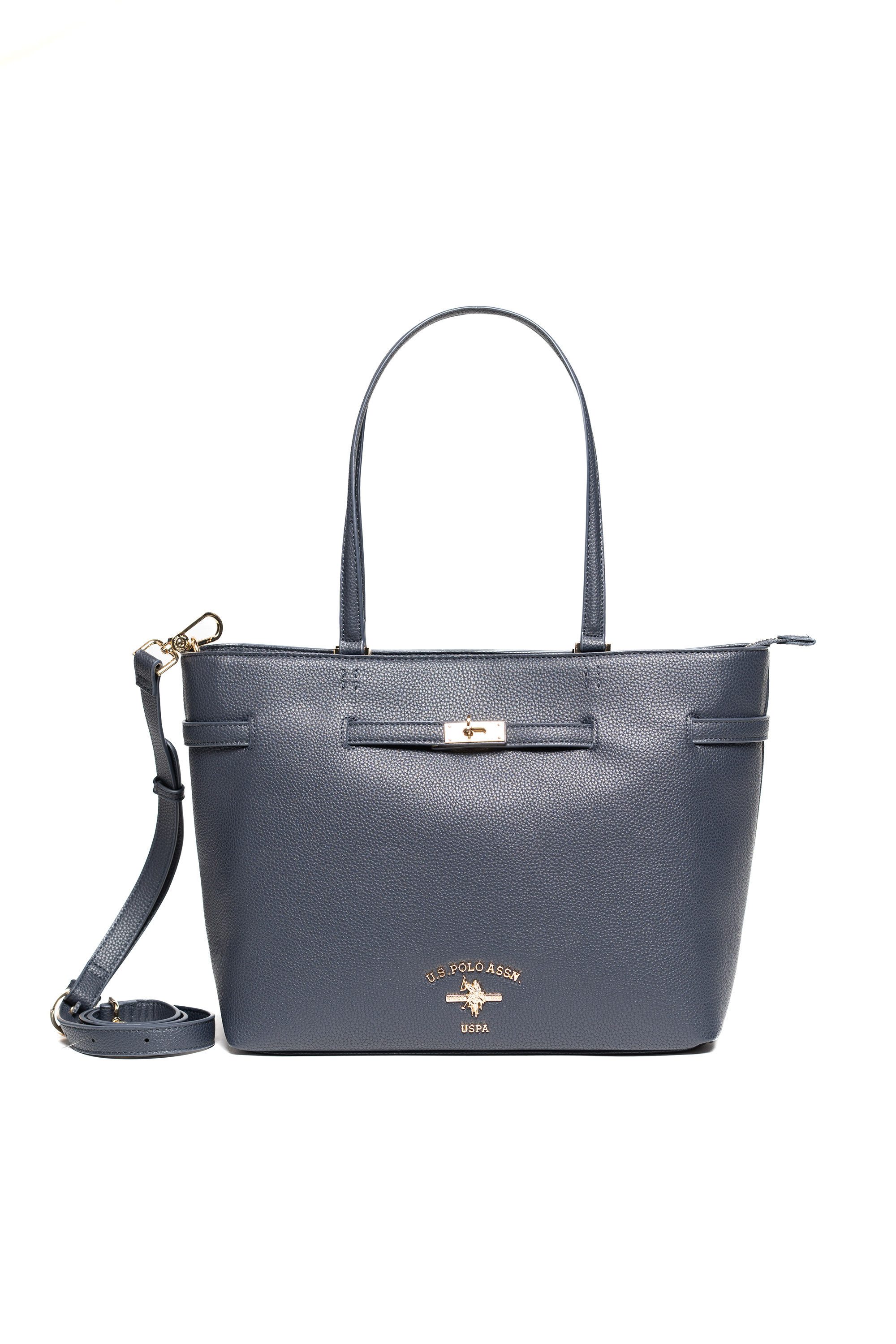 U.S. Polo Assn. Tragetasche STANFORD MEDIUM SHOPPING BAG SHOPPER. Damen, Goldfarbene Designelemente und Marken-Logo